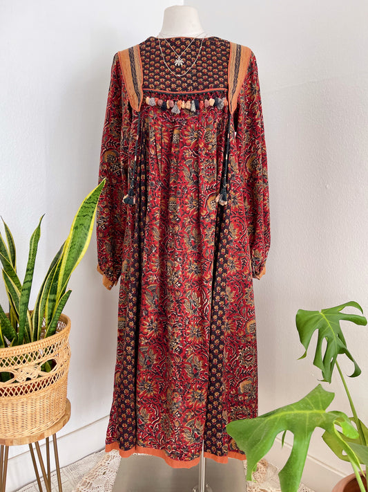 1970‘s PHOOL Back Zip Indian Cotton Dress.