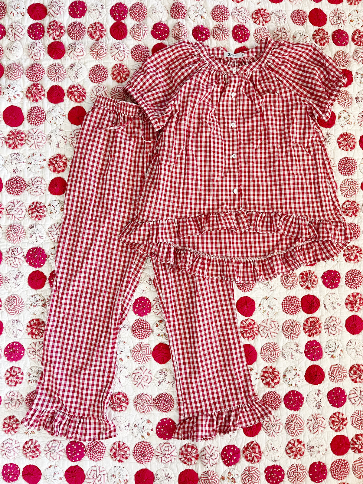 Red Color Gingham Checked Setup