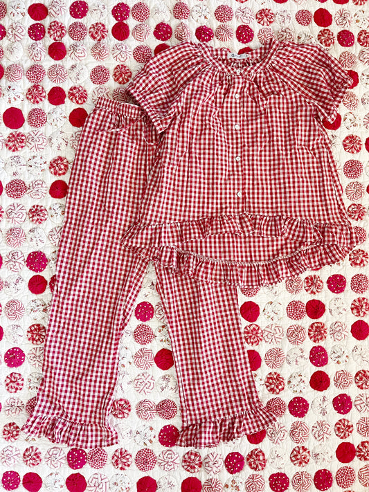 Red Color Gingham Checked Setup