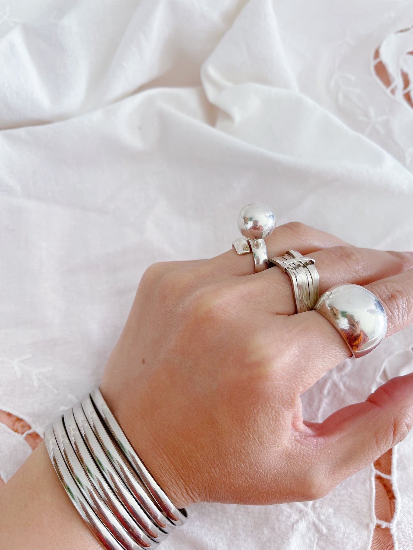 Silver Ball Chunky Ring.