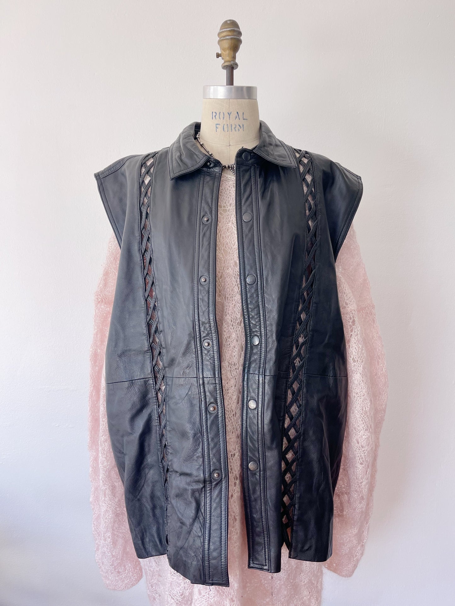 1980s Over Sized Leather Vest