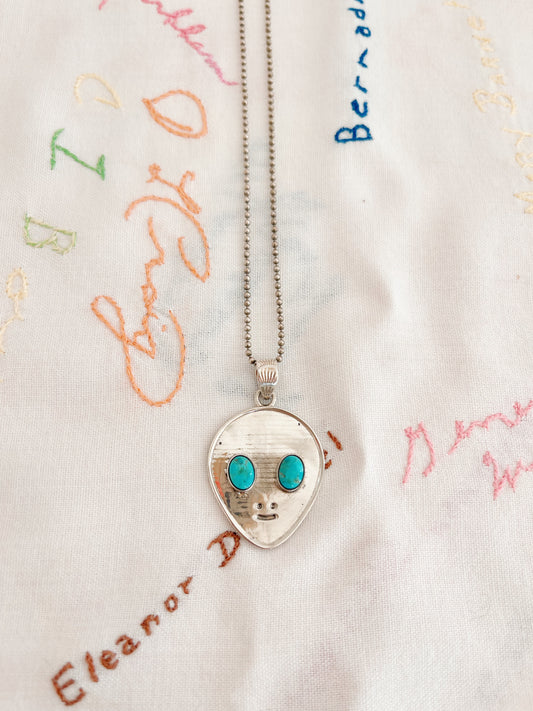 Navajo Alien Silver Turquoise Necklace.