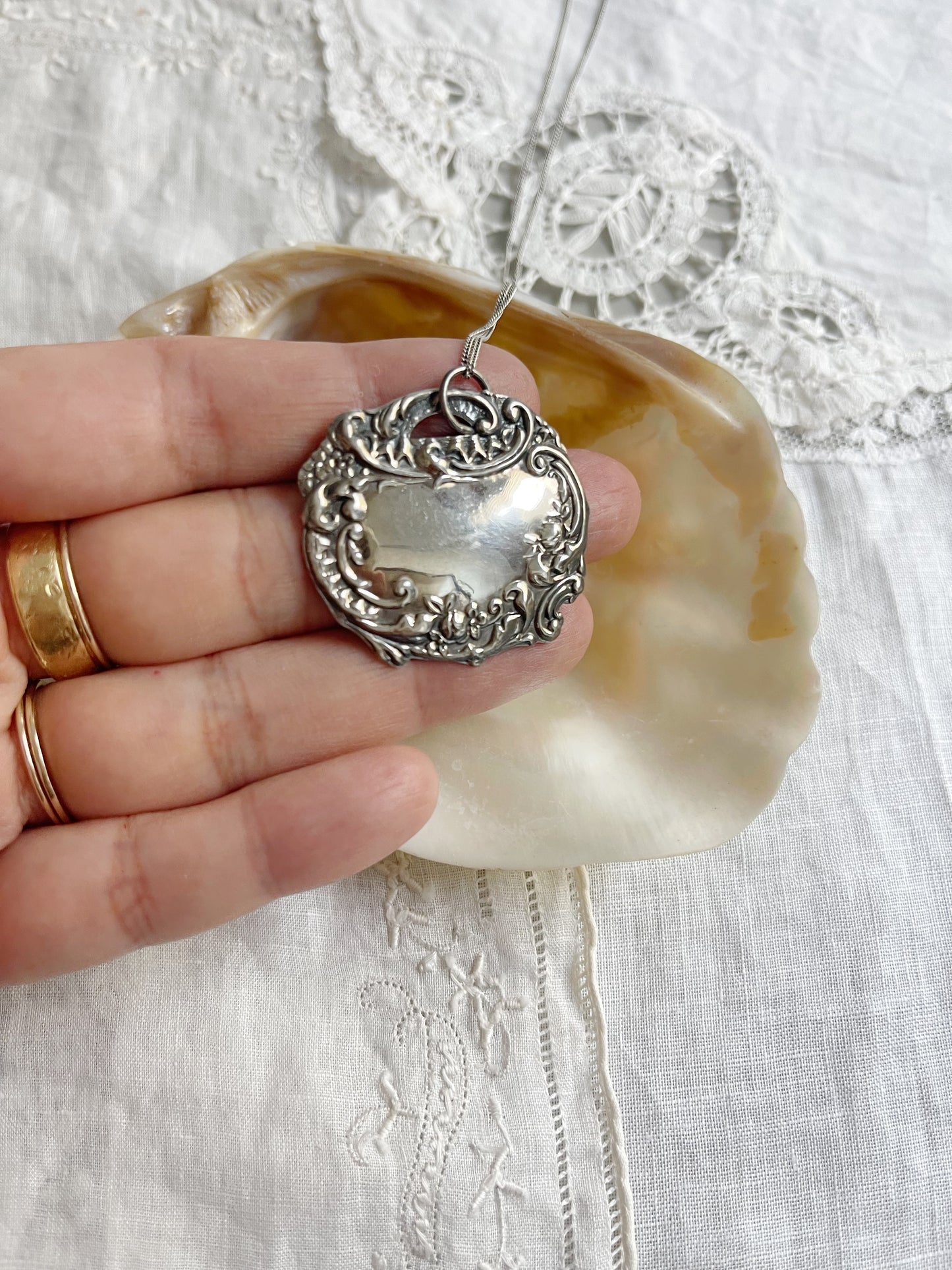 Vintage Engravable Silver Necklace