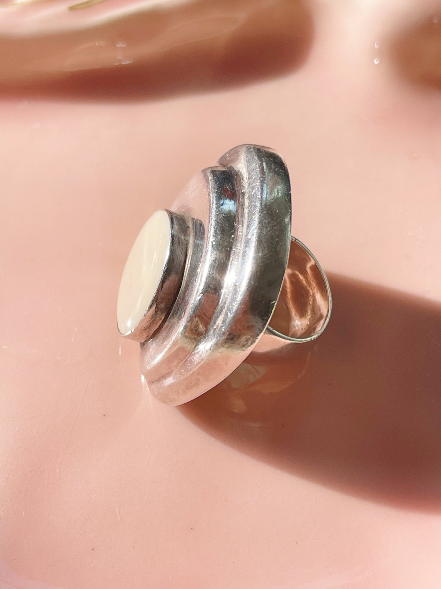 Vintage Modernist Silver Huge Ring