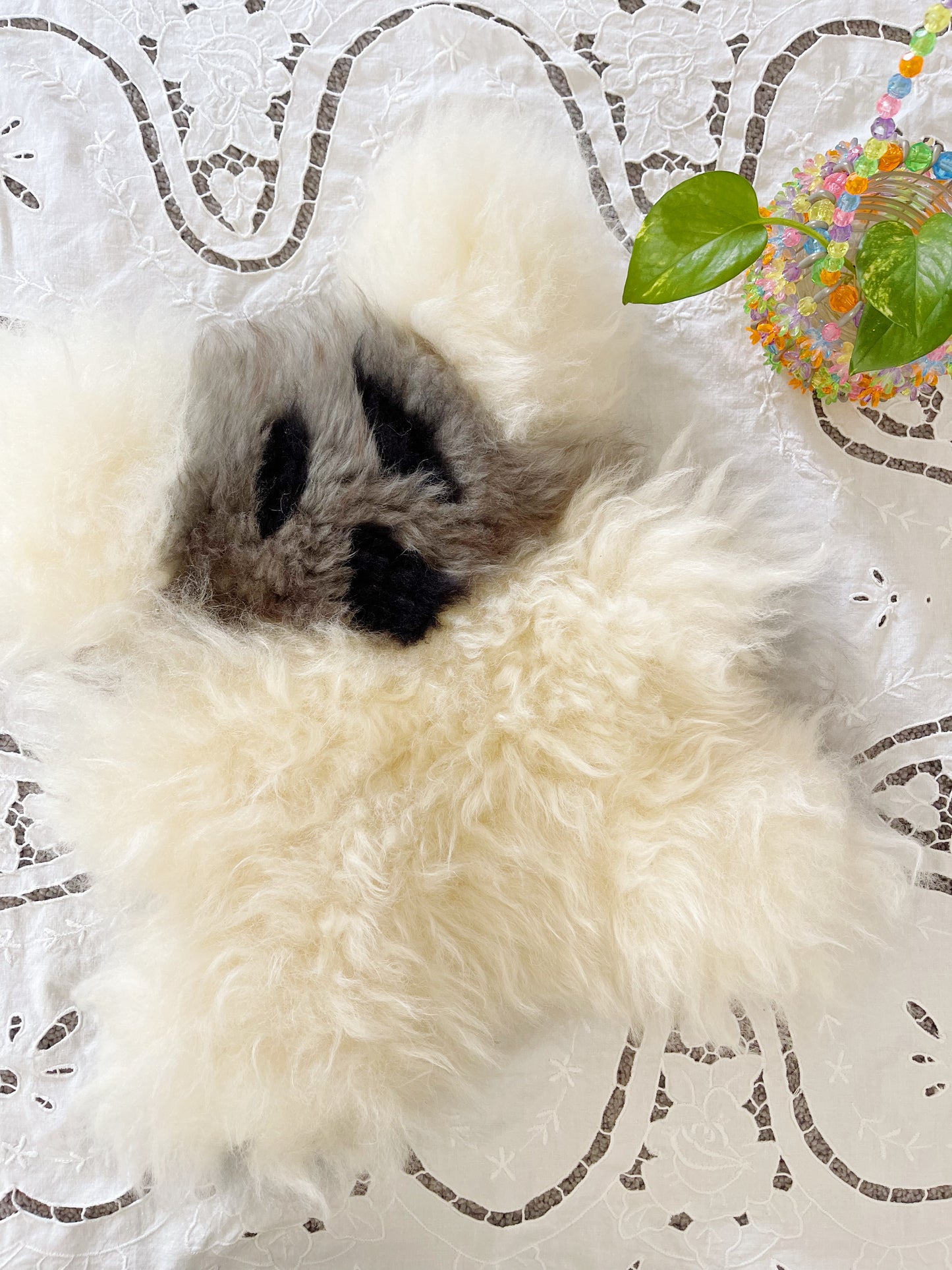 Vintage Sheep Skin Fur Koala Tiny Rug.