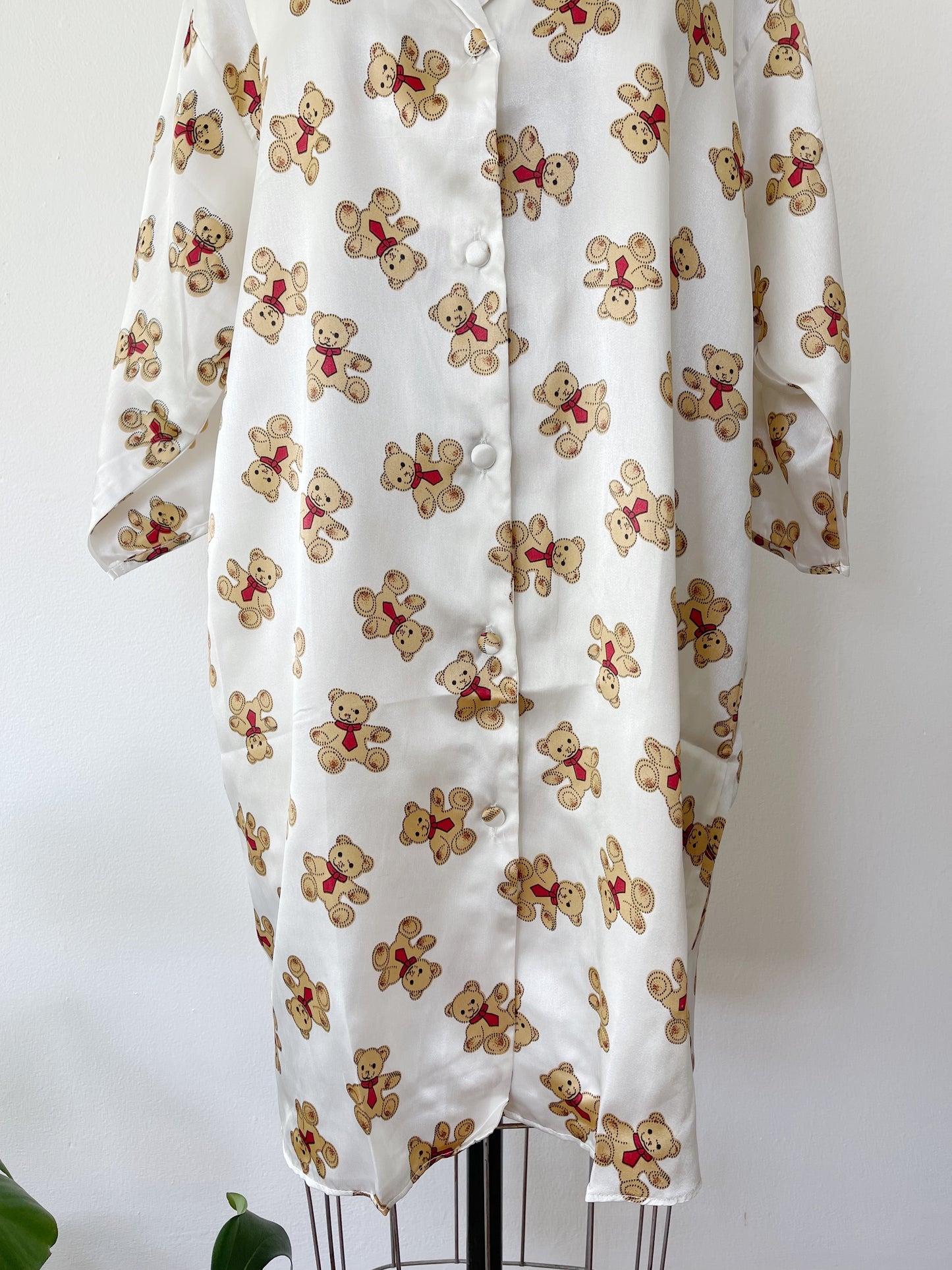 Dead Stock Bear Printed Silk Long Shirt
