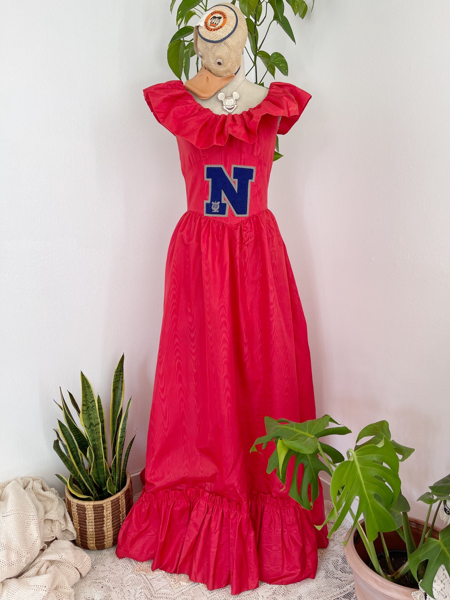 Vintage Red Long Dress With Patch.