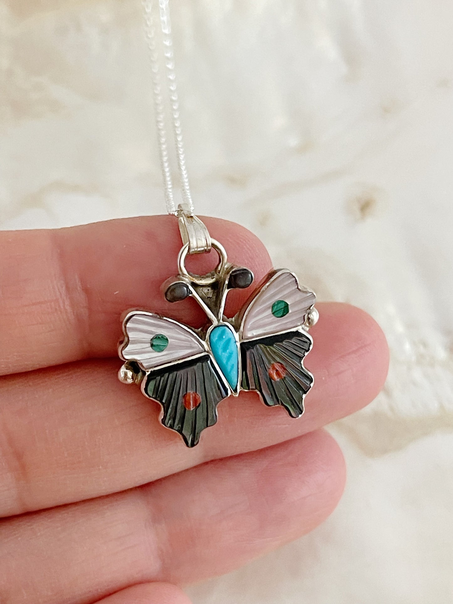 Zuni Tamara Pinto Butterfly Inlay Necklace.