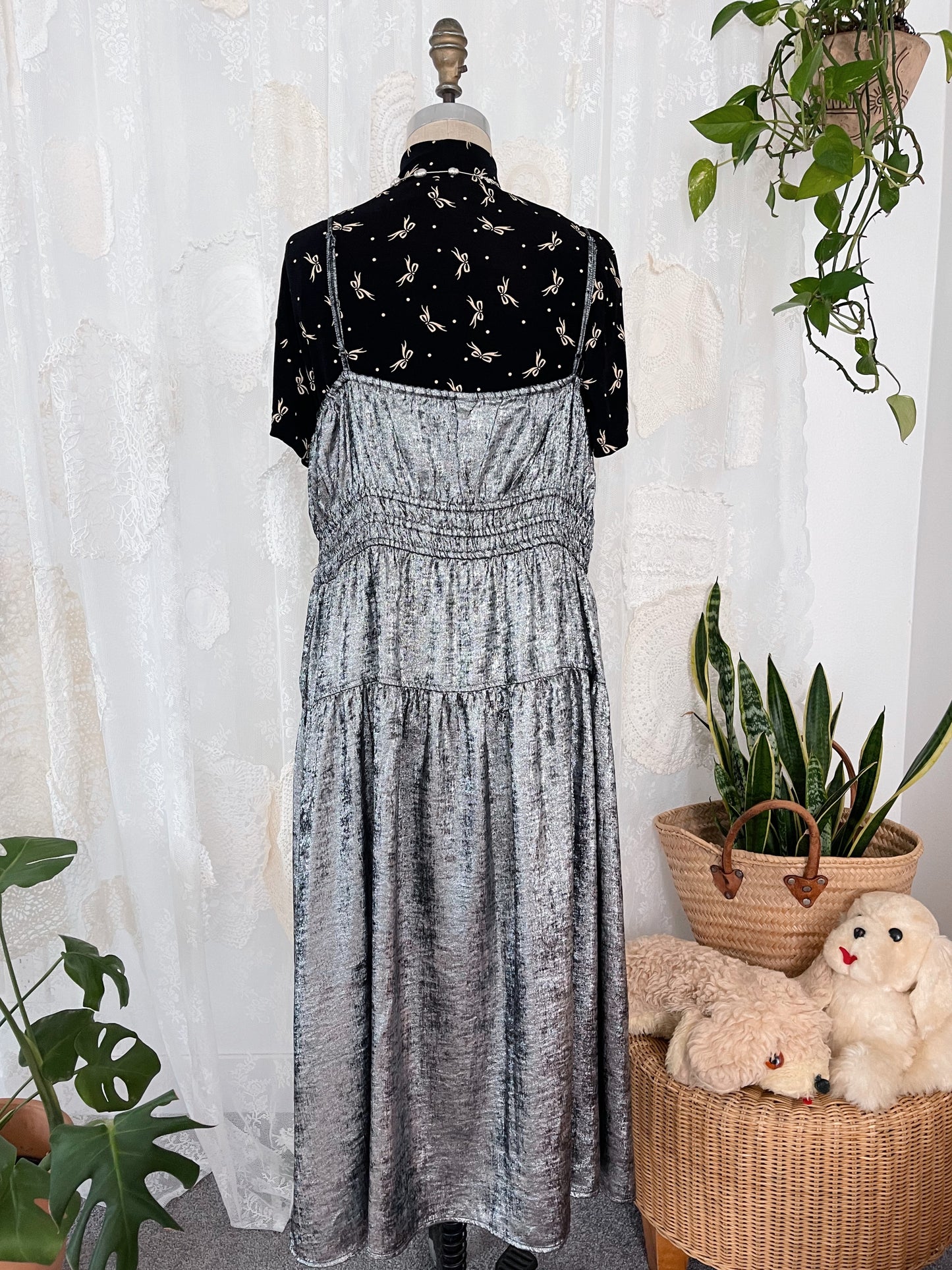 Metallic Silver Camisole Dress
