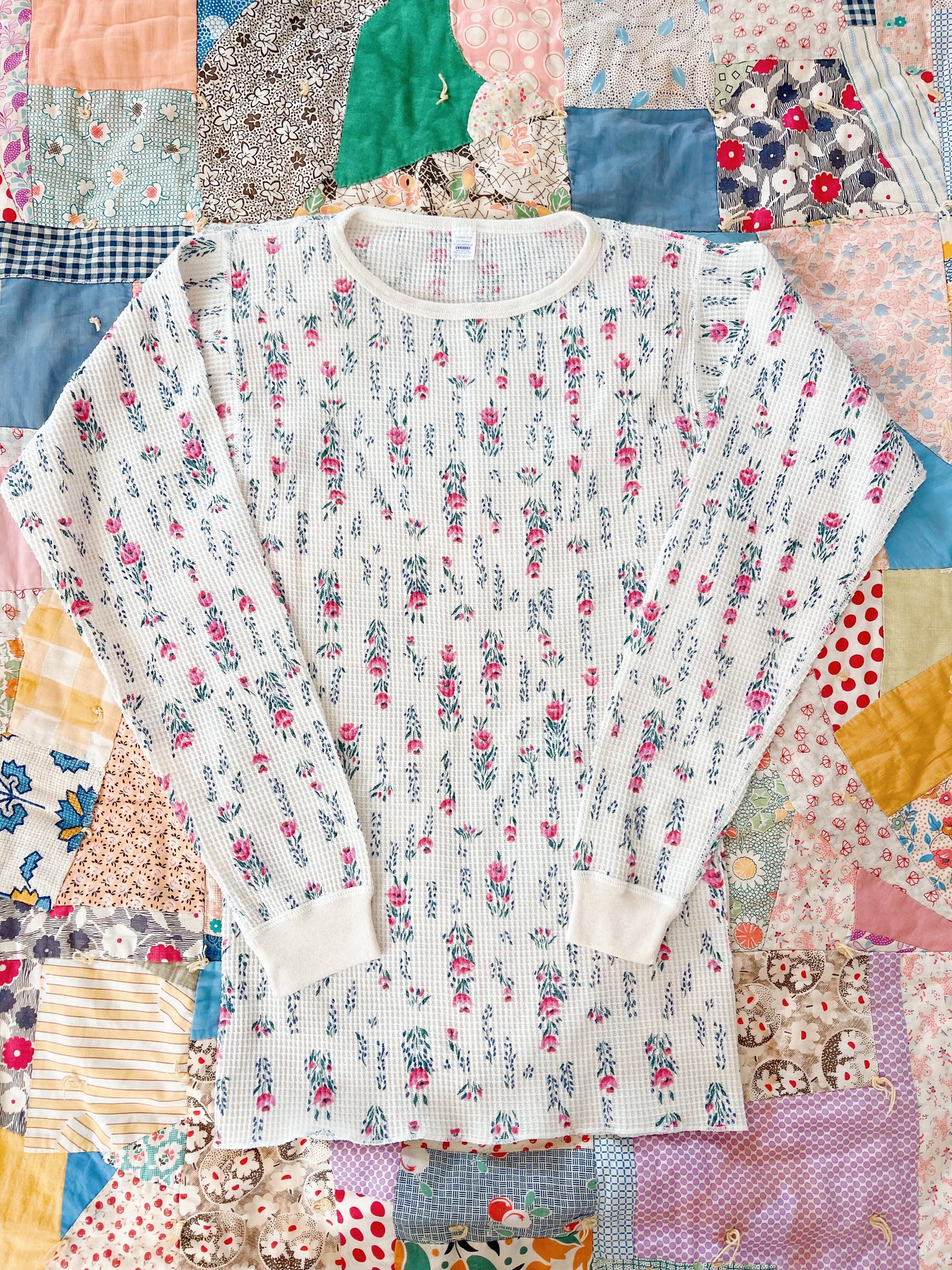 Flowered Waffle Thermal Tops