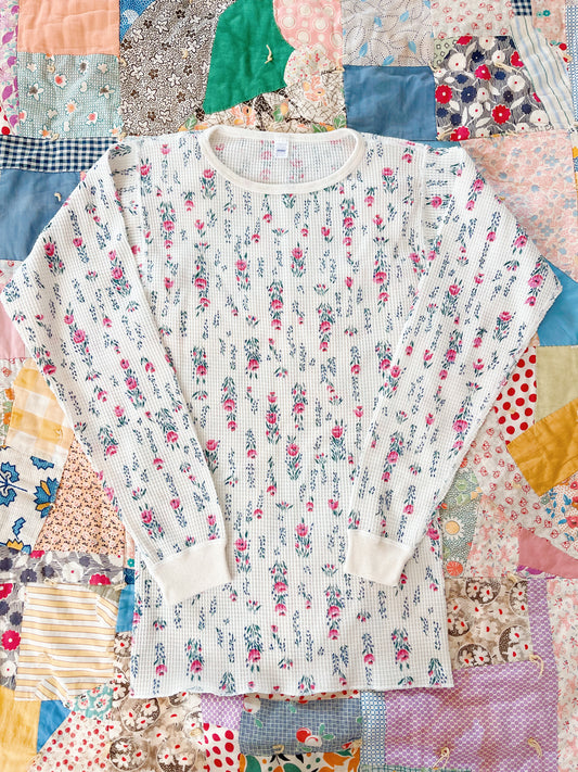 Flowered Waffle Thermal Tops