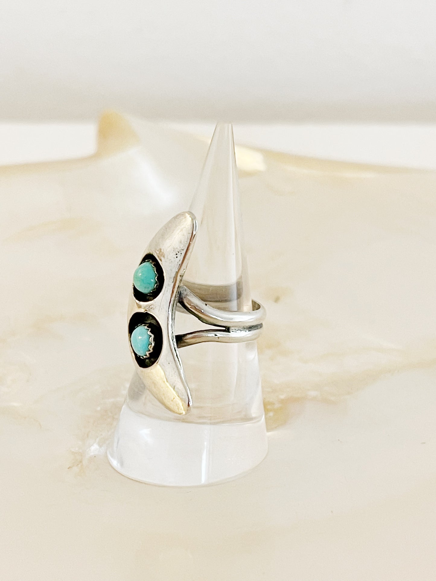 Old Navajo Moon Turquoise Ring.