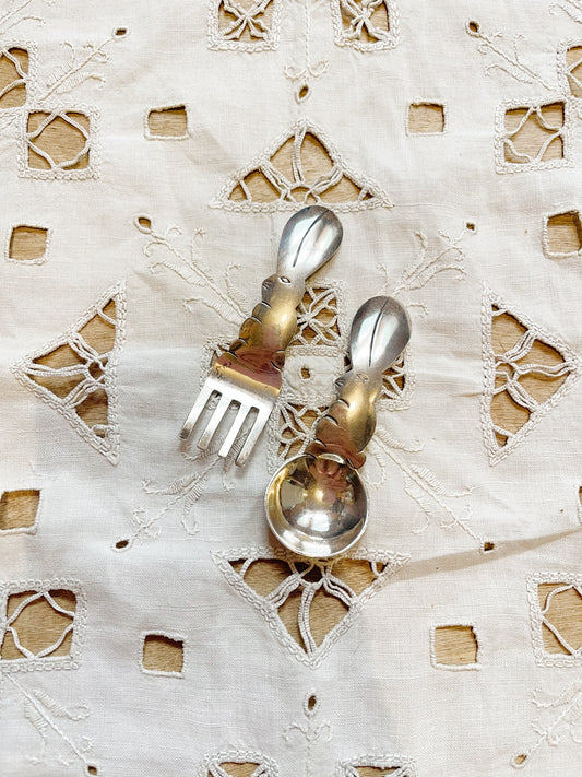 Vintage Rare Mexican Silver Fork and Spoon