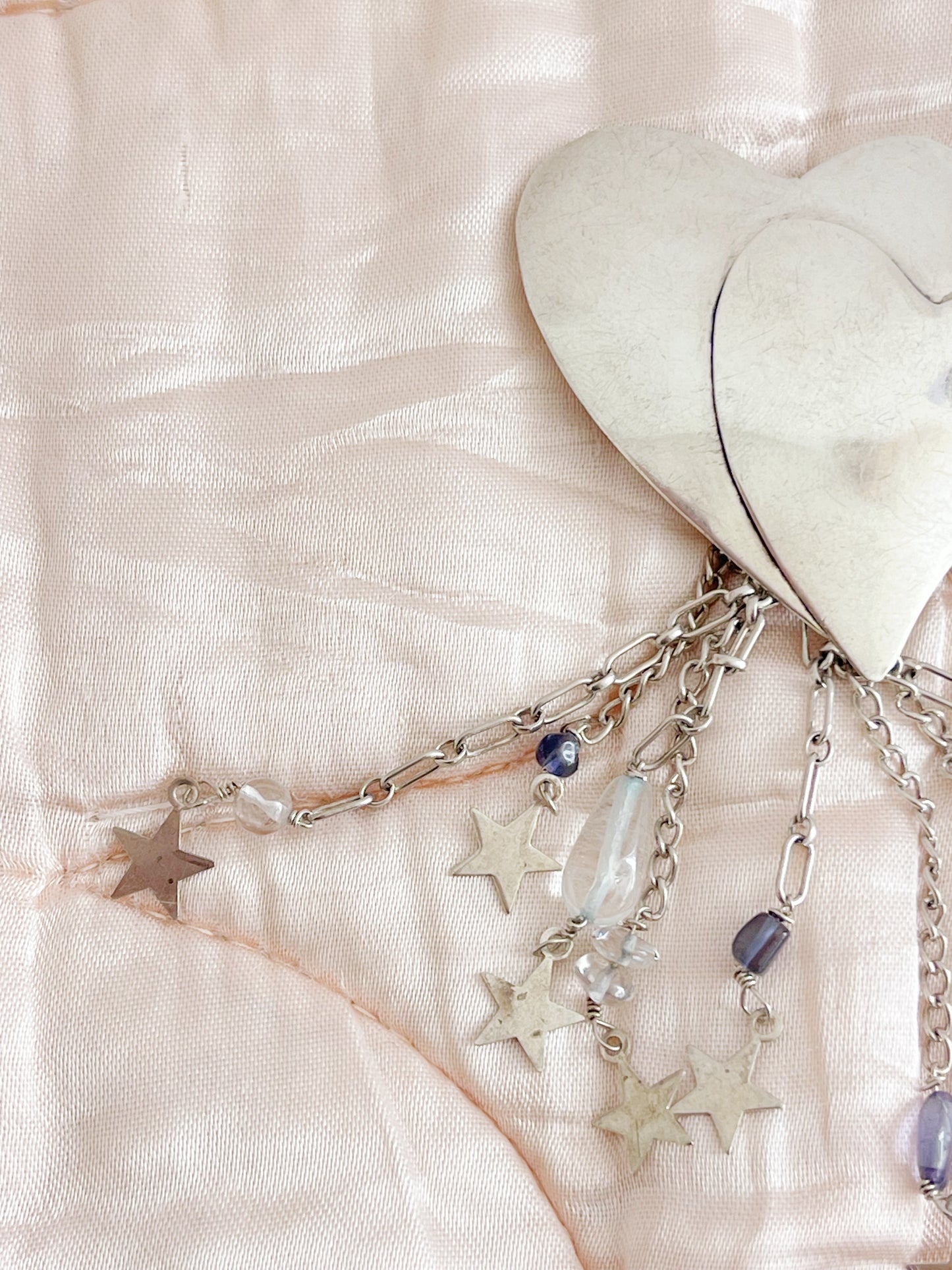 1980‘s Hearts Rain Silver Brooch