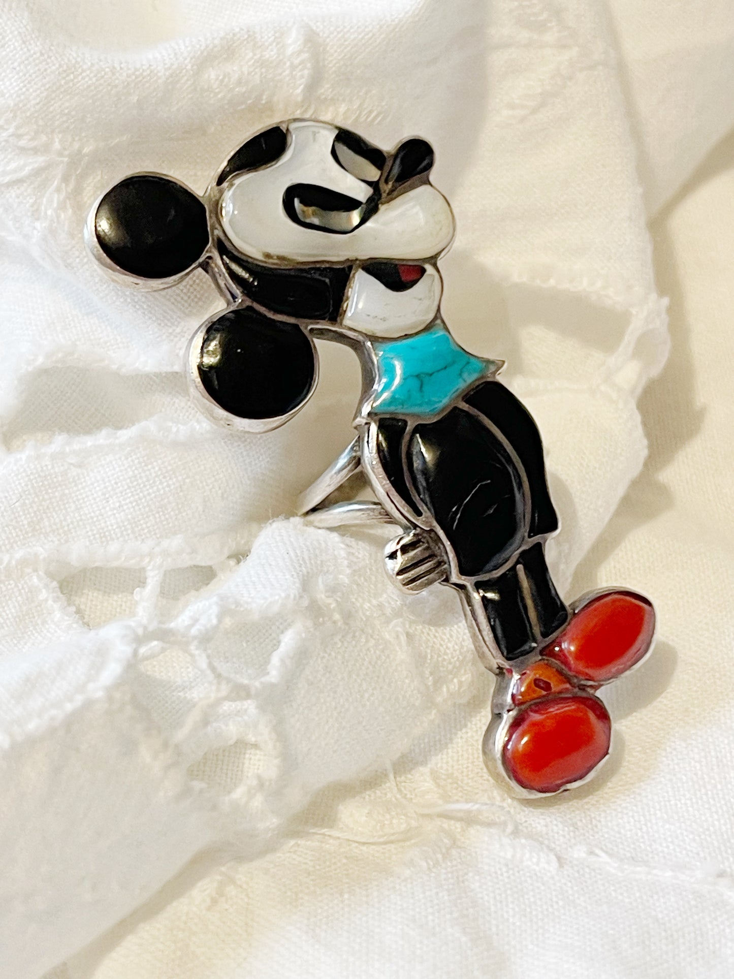 Vintage Zuni Inlay Mouse Ring