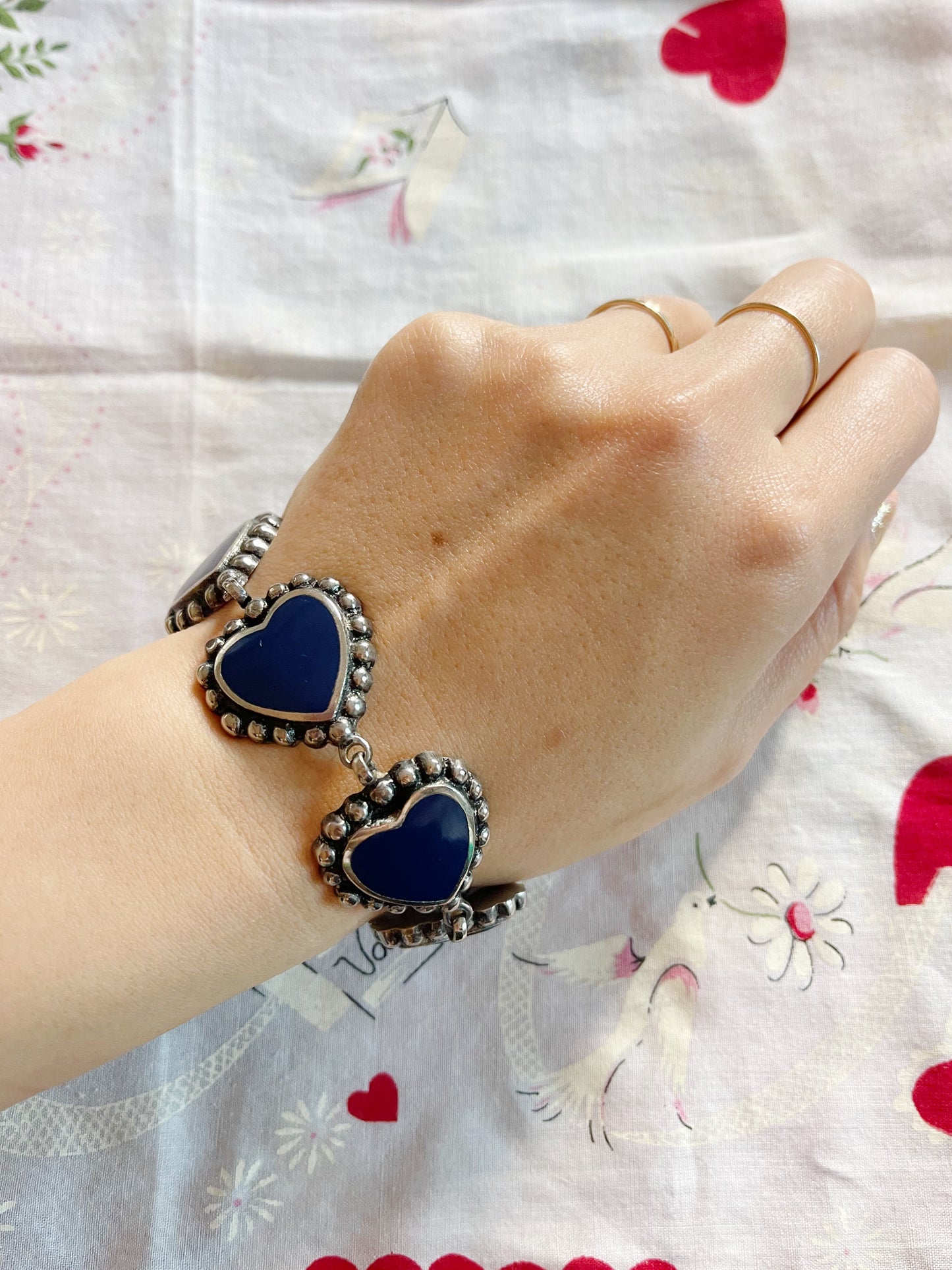 Vintage Enamel Heart Bracelet
