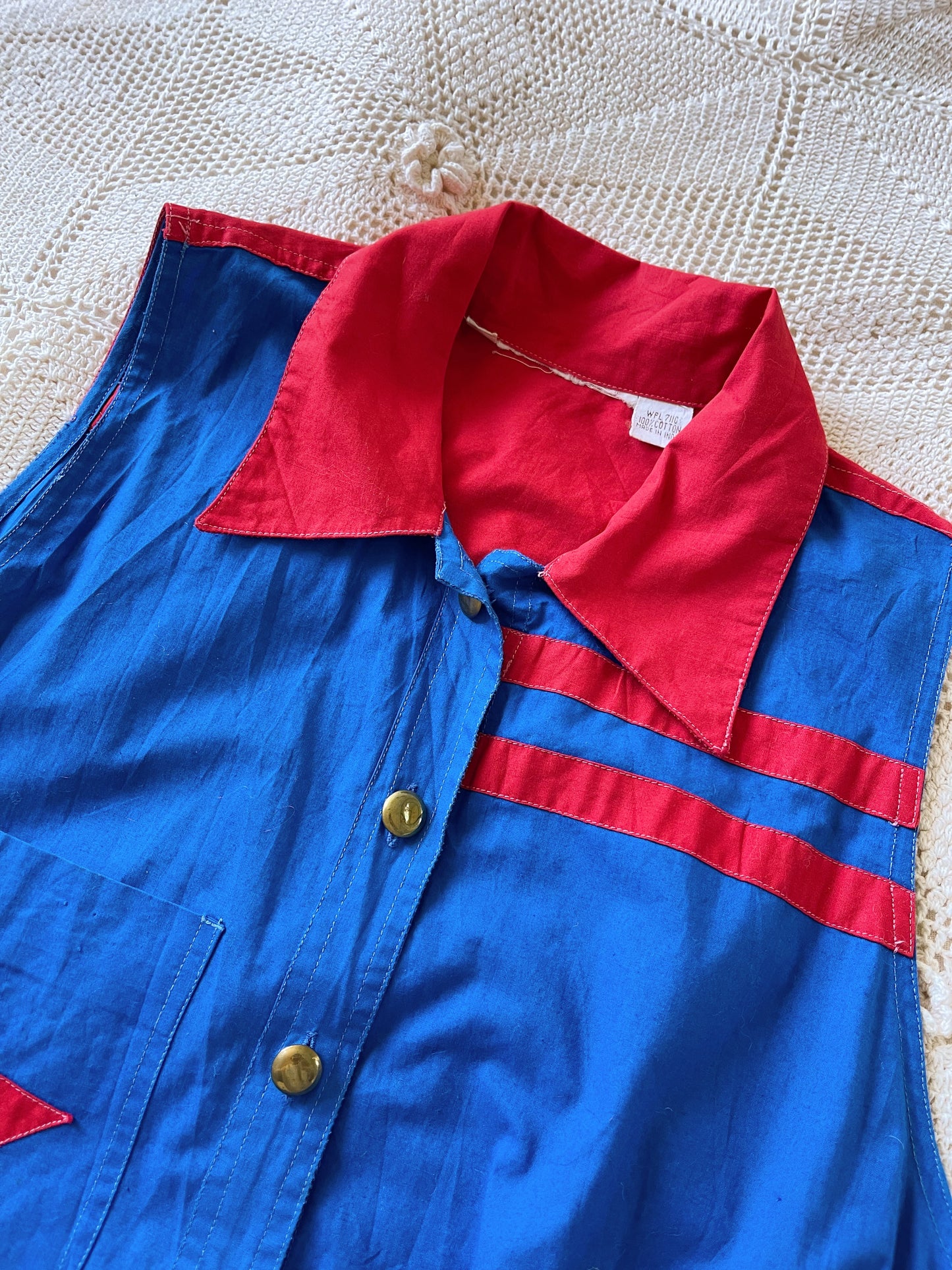 1980’s Blue and Red Ster LongCotton Dress.