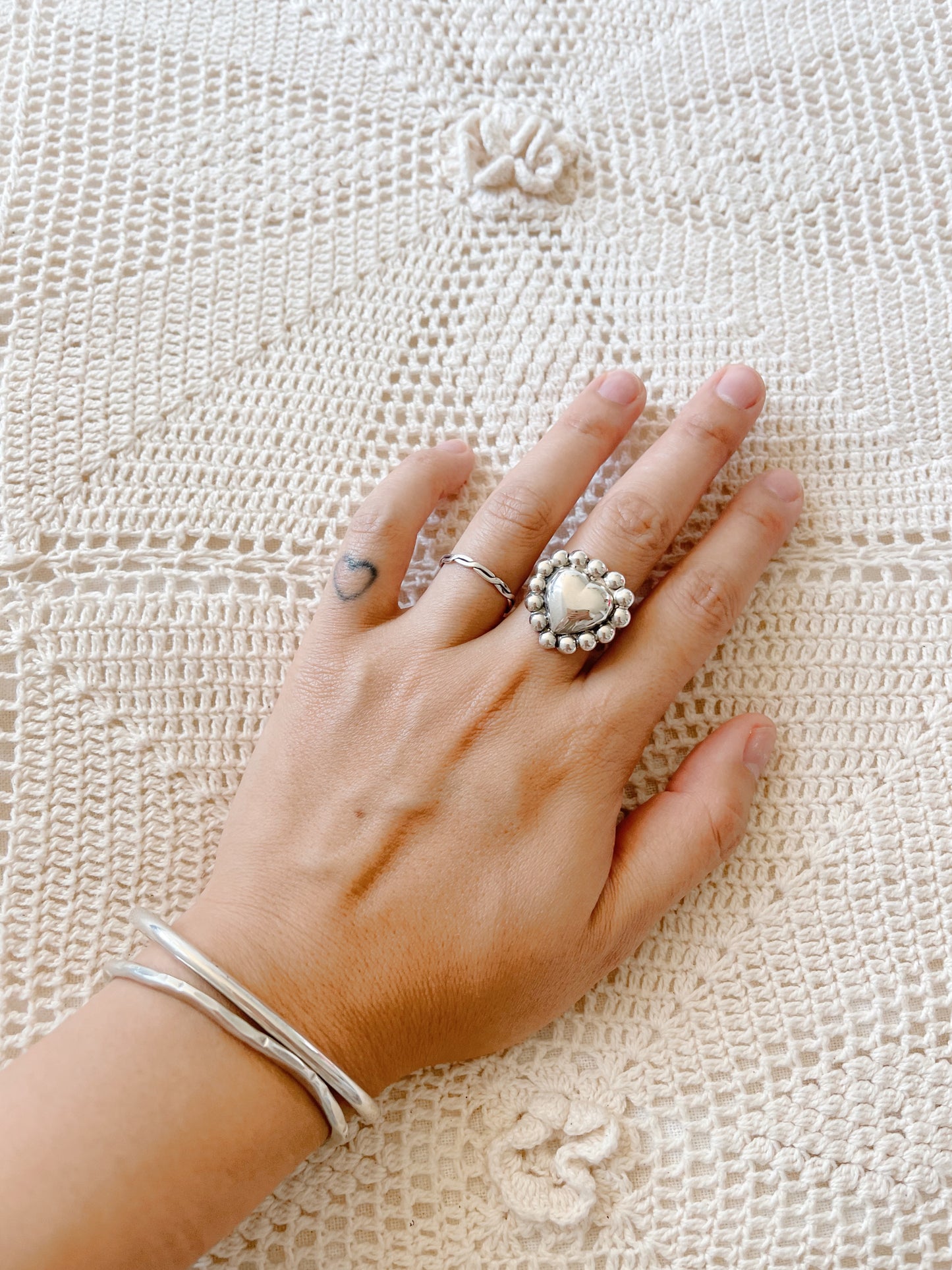 Vintage Heart Silver Ring.