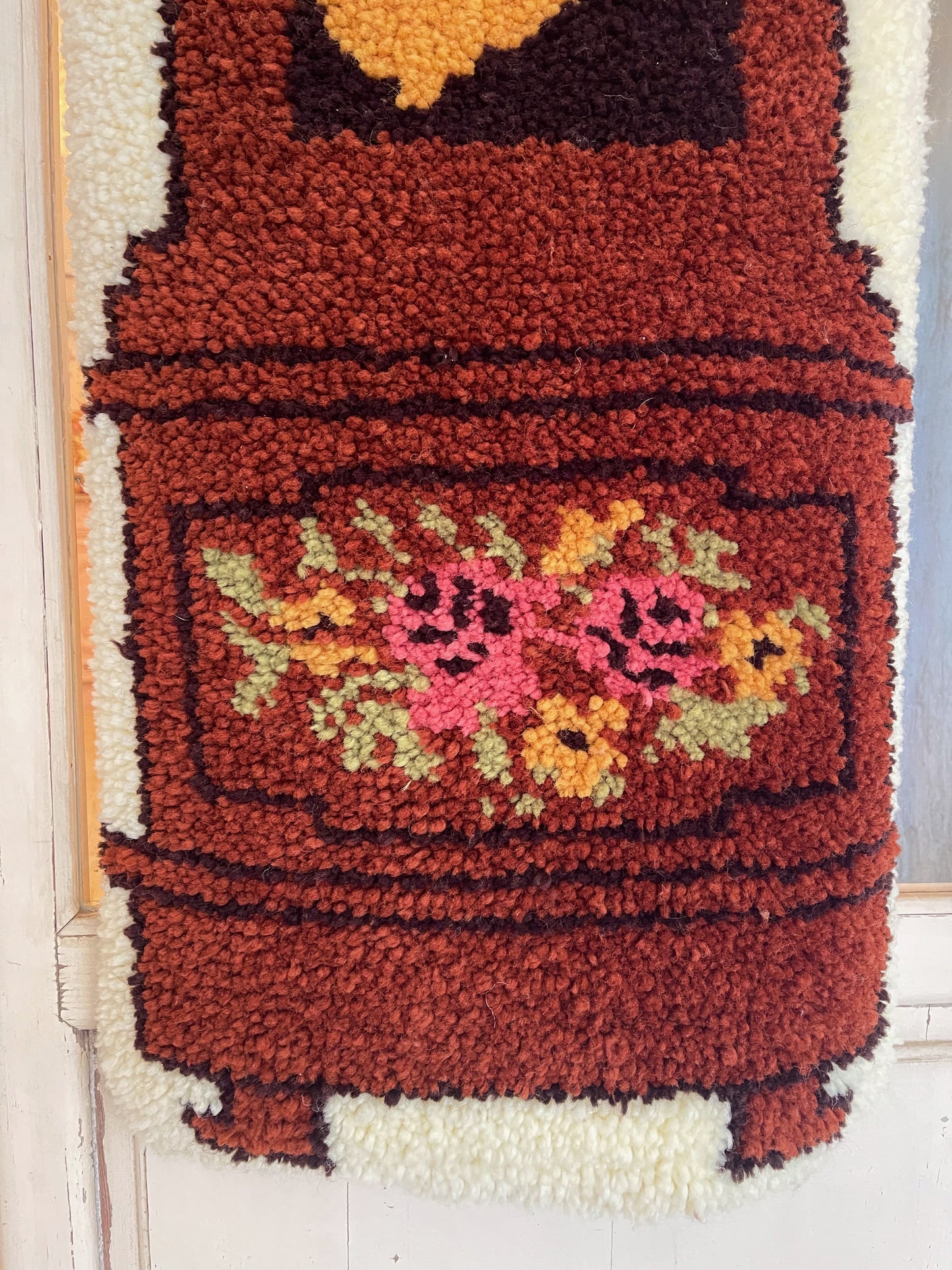 Vintage Grandfather's Clock Latch Hook Rug