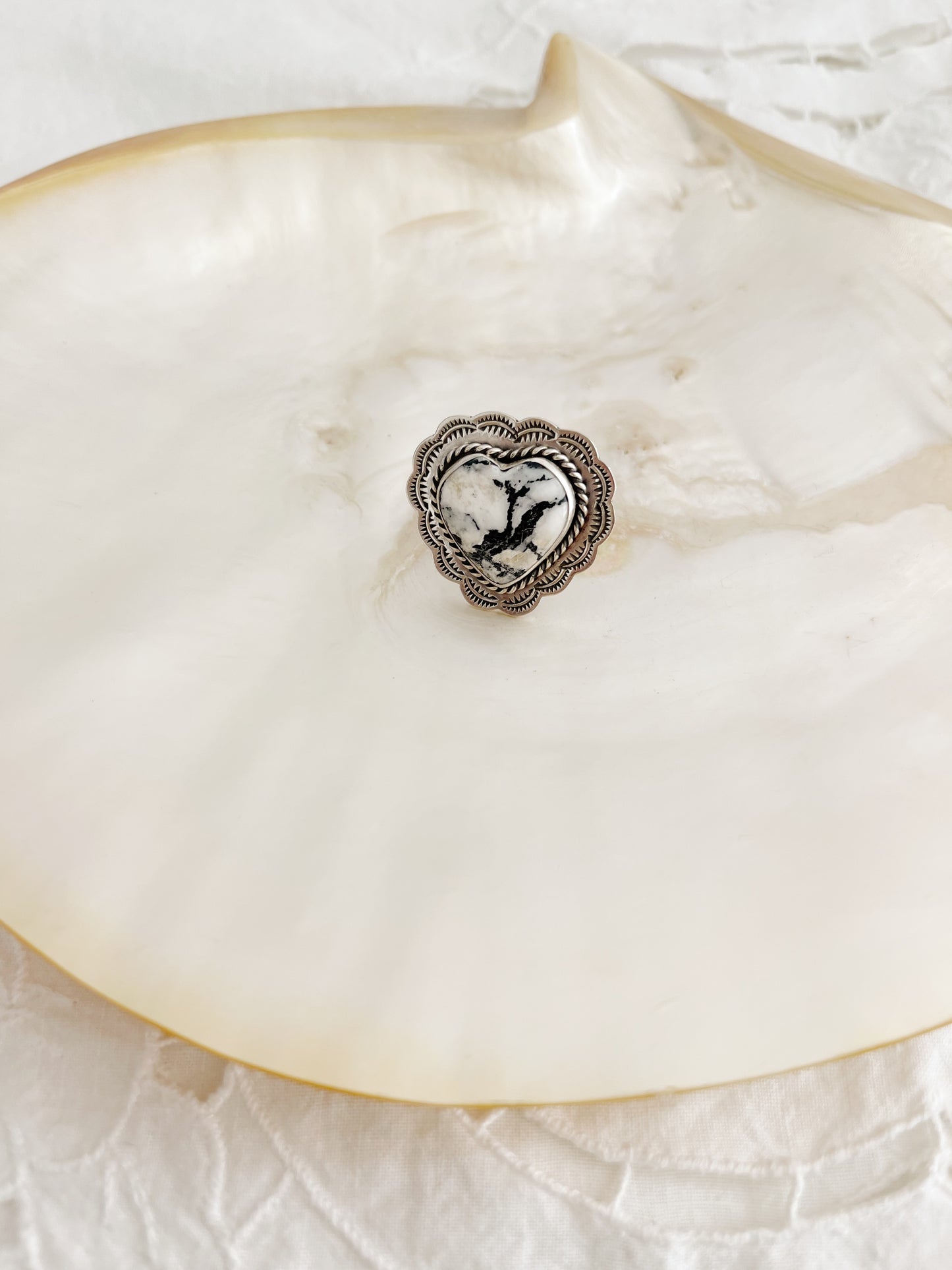 Arnold Goodluck White Buffalo Heart Ring.