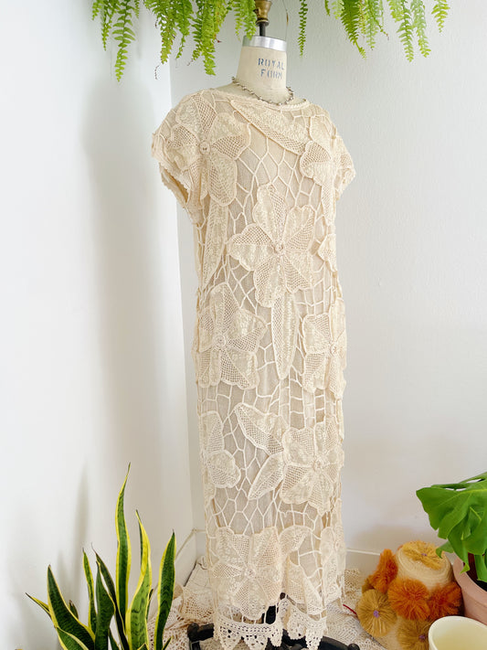 1980‘s Crochet Lace Long Dress.