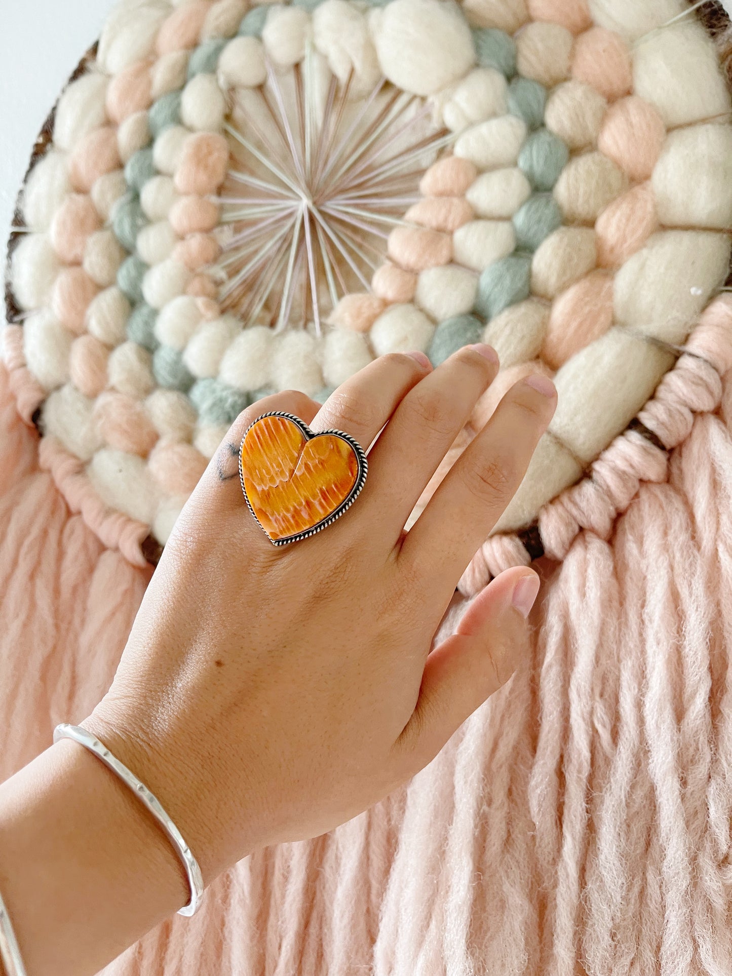 Navajo Spiny Oyster Large Heart Ring.