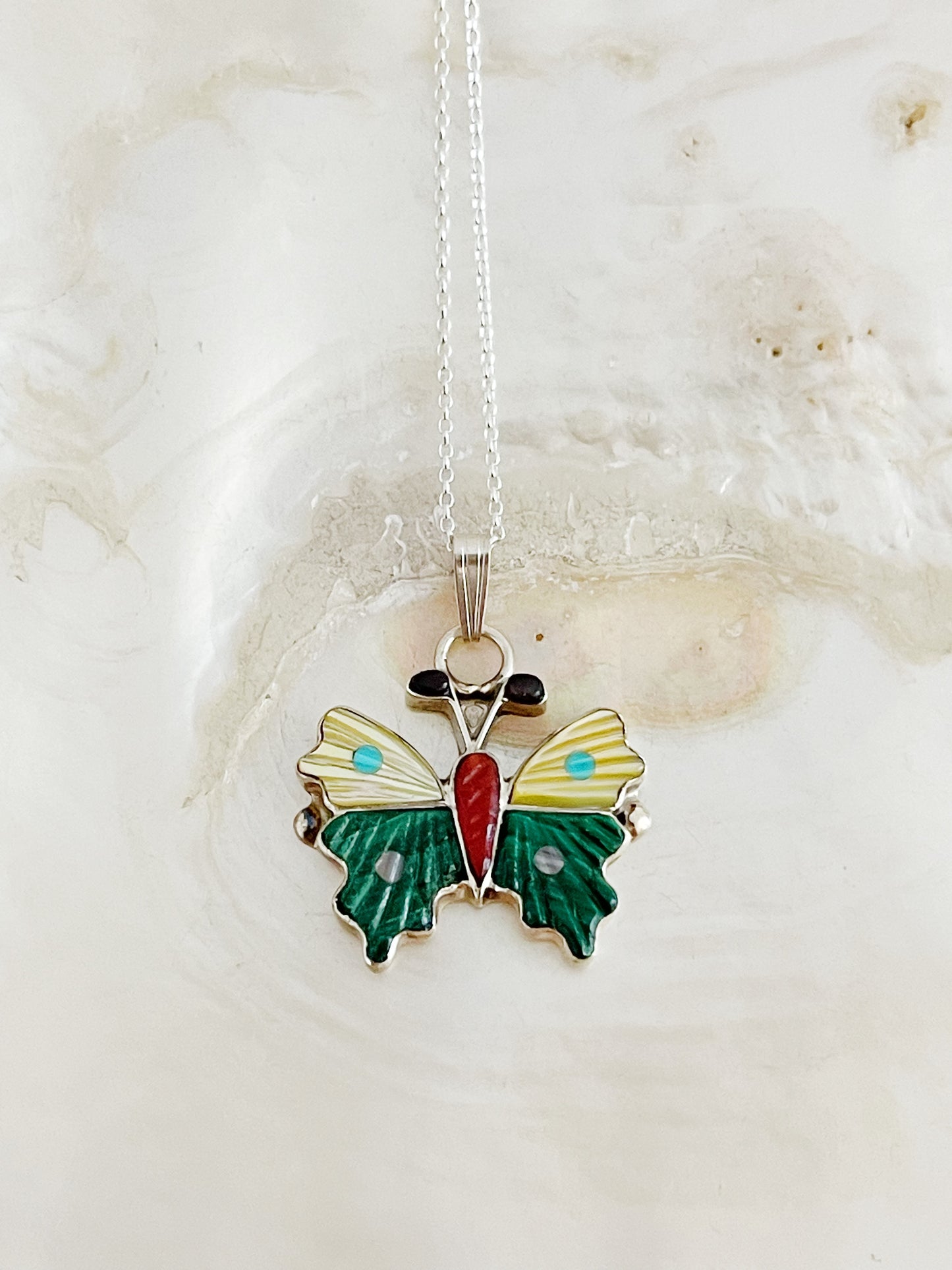 Zuni Tamara Pinto Butterfly Inlay Necklace.