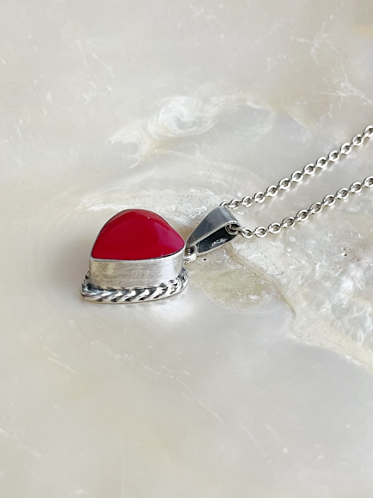 Vintage Red Jasper Heart Necklace