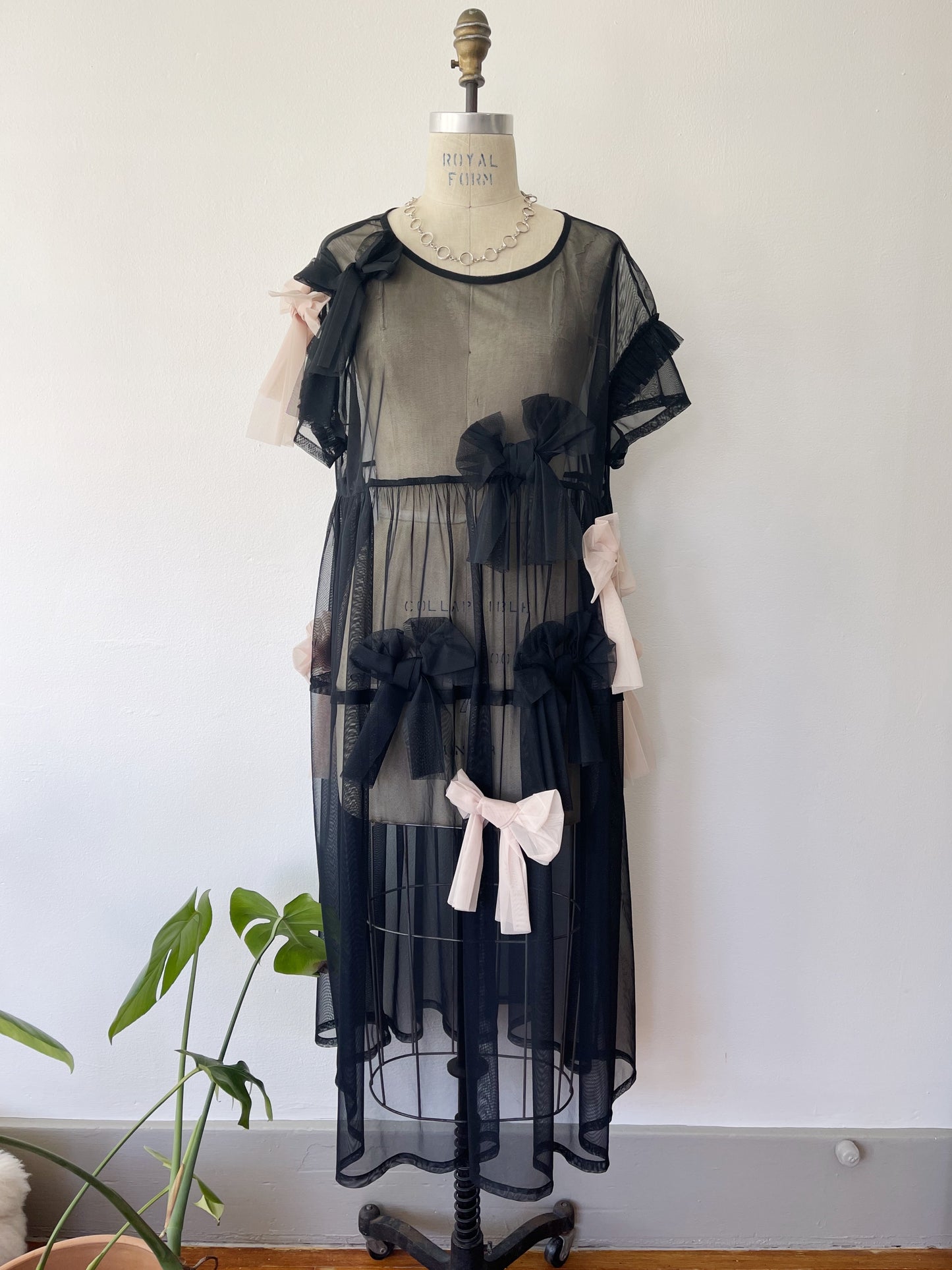 Black Sheer Ribbon Dress