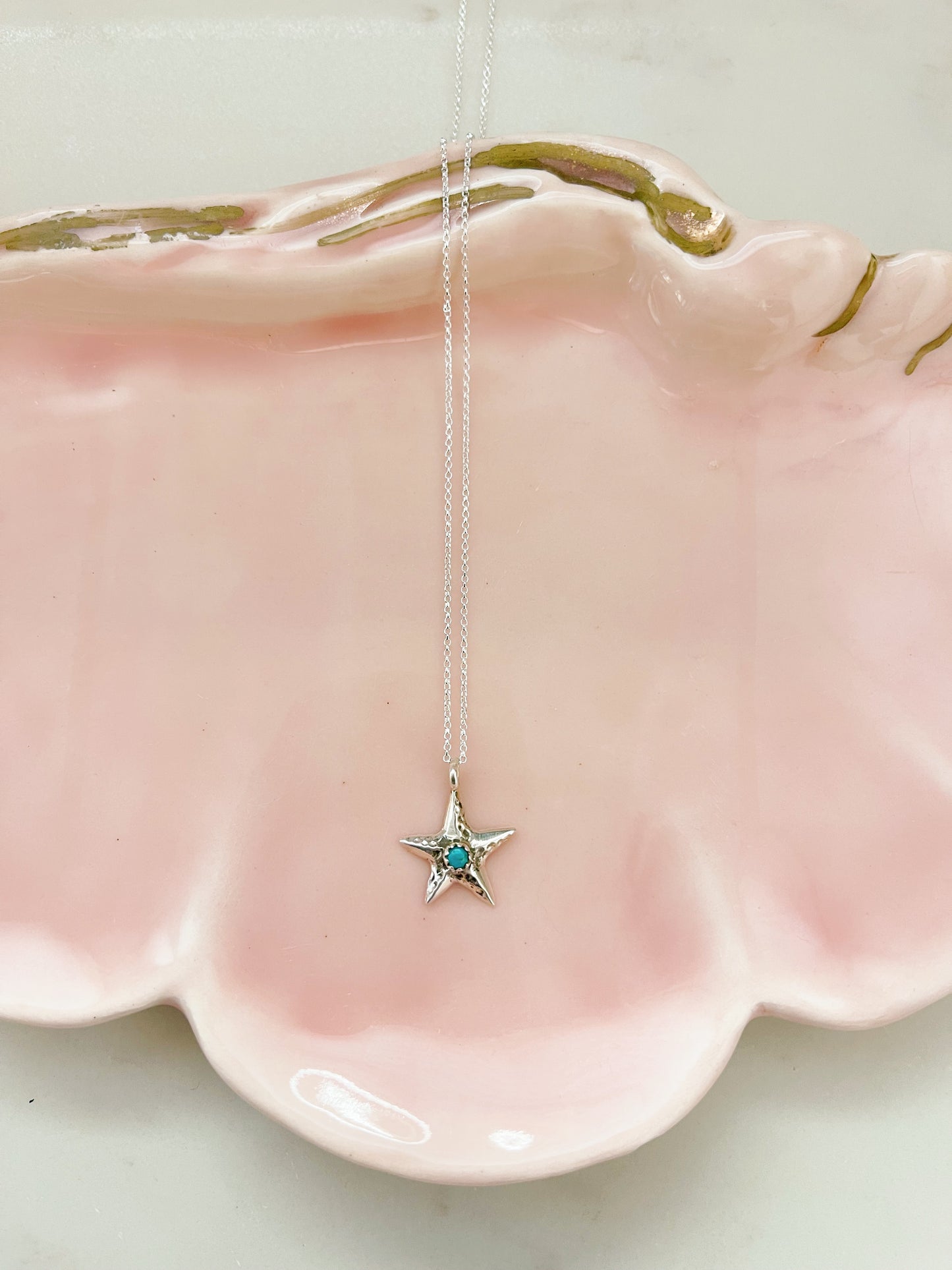 Tiny Star With Turquoise Necklace By Navajo