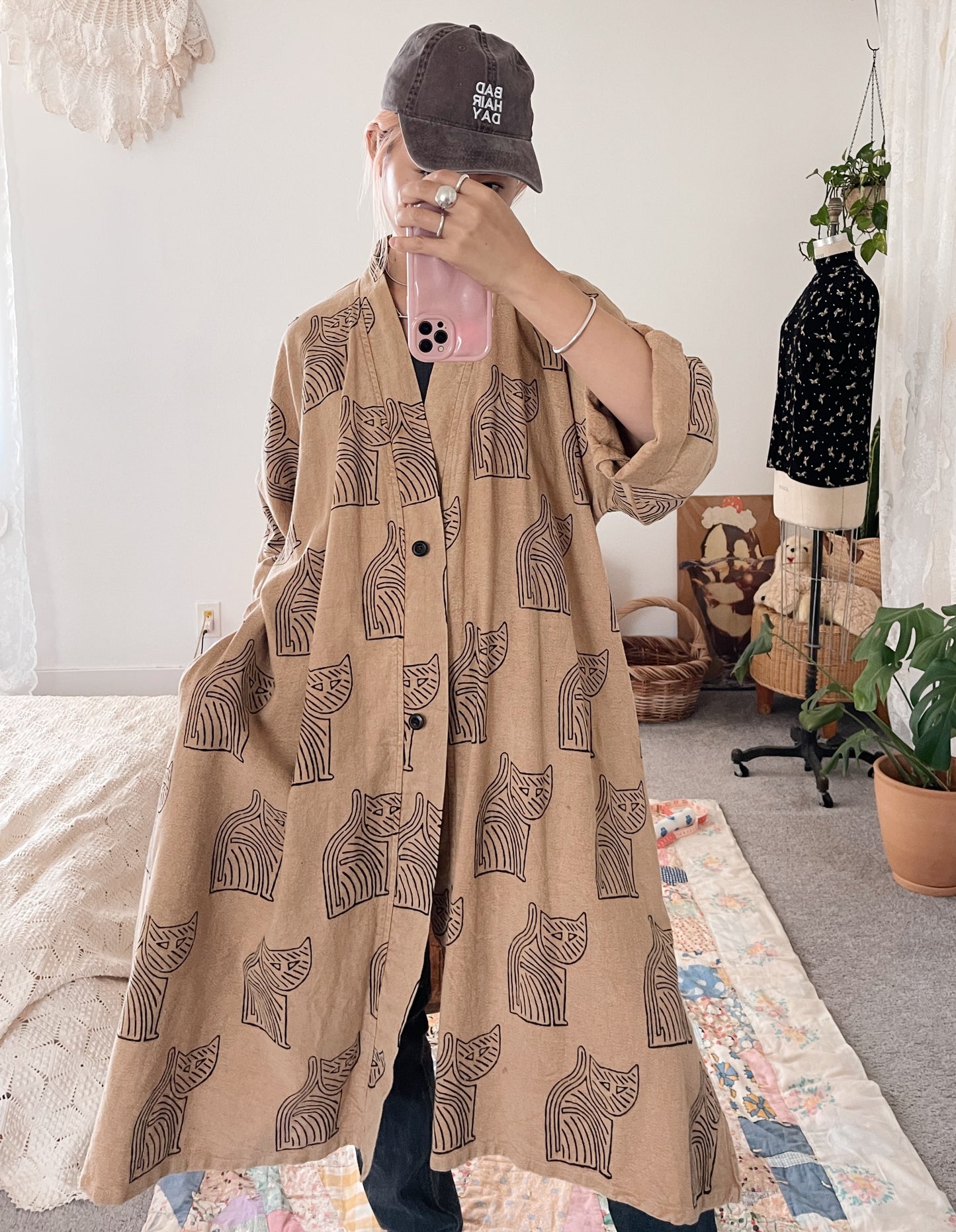 1980s Cats Cotton Long Jacket