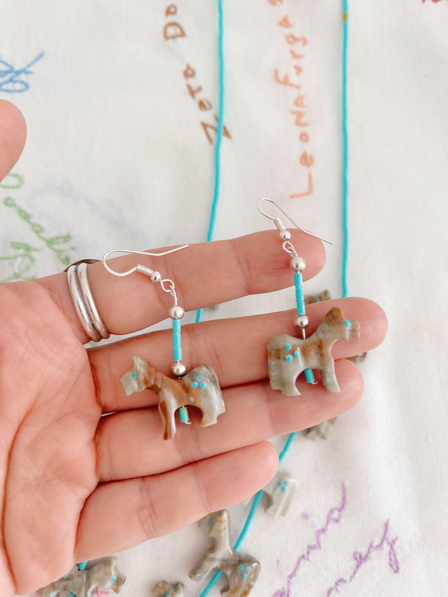 Zuni Horses Fetish Necklace and Pierce