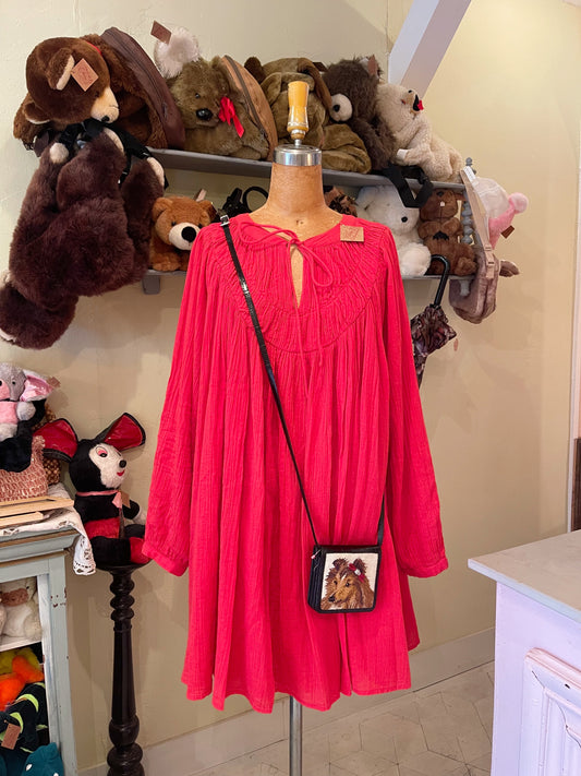 Vintage Cotton Red Tunic Dress