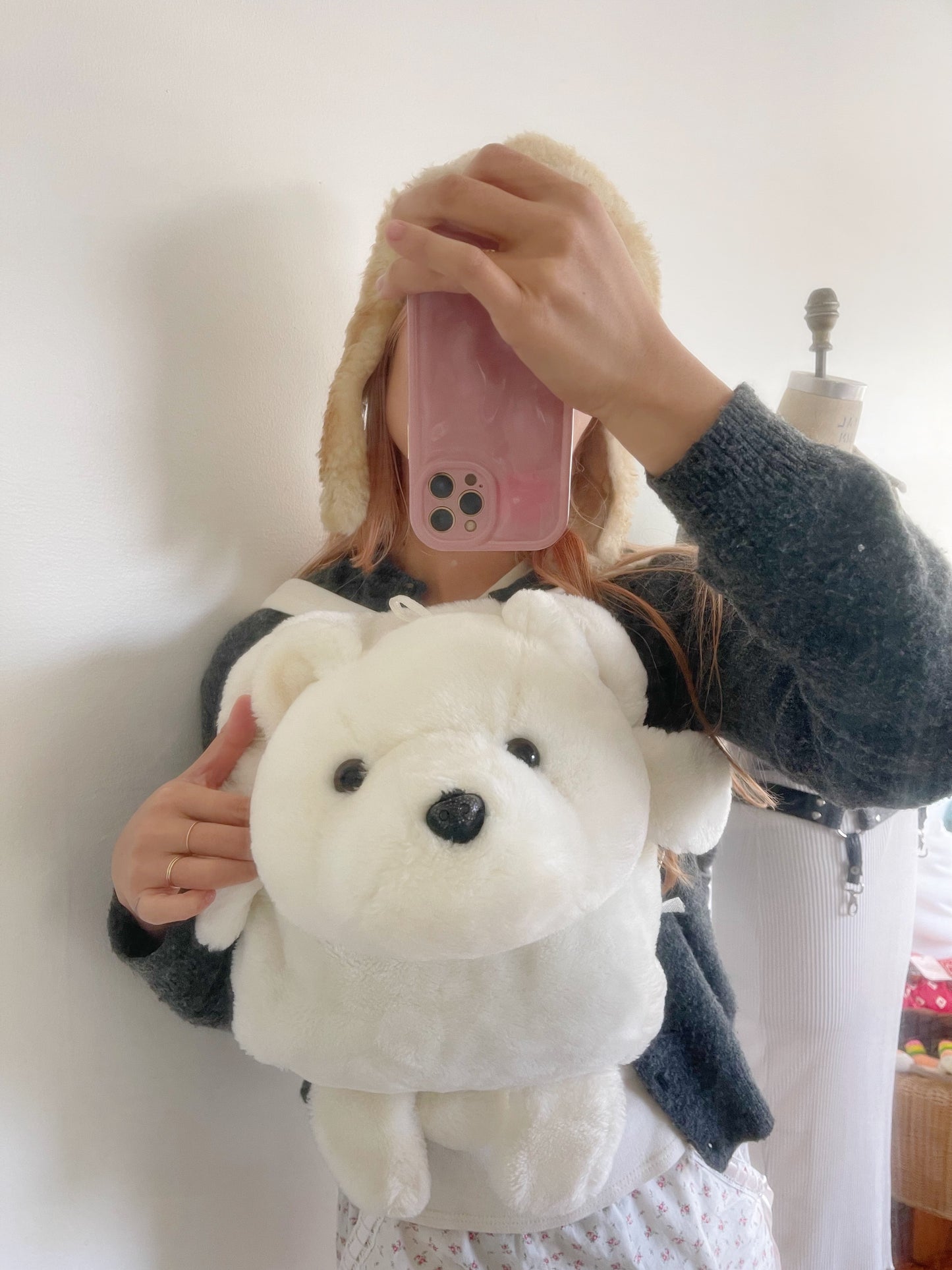 1986s DAYTON White Bear Plush Backpack