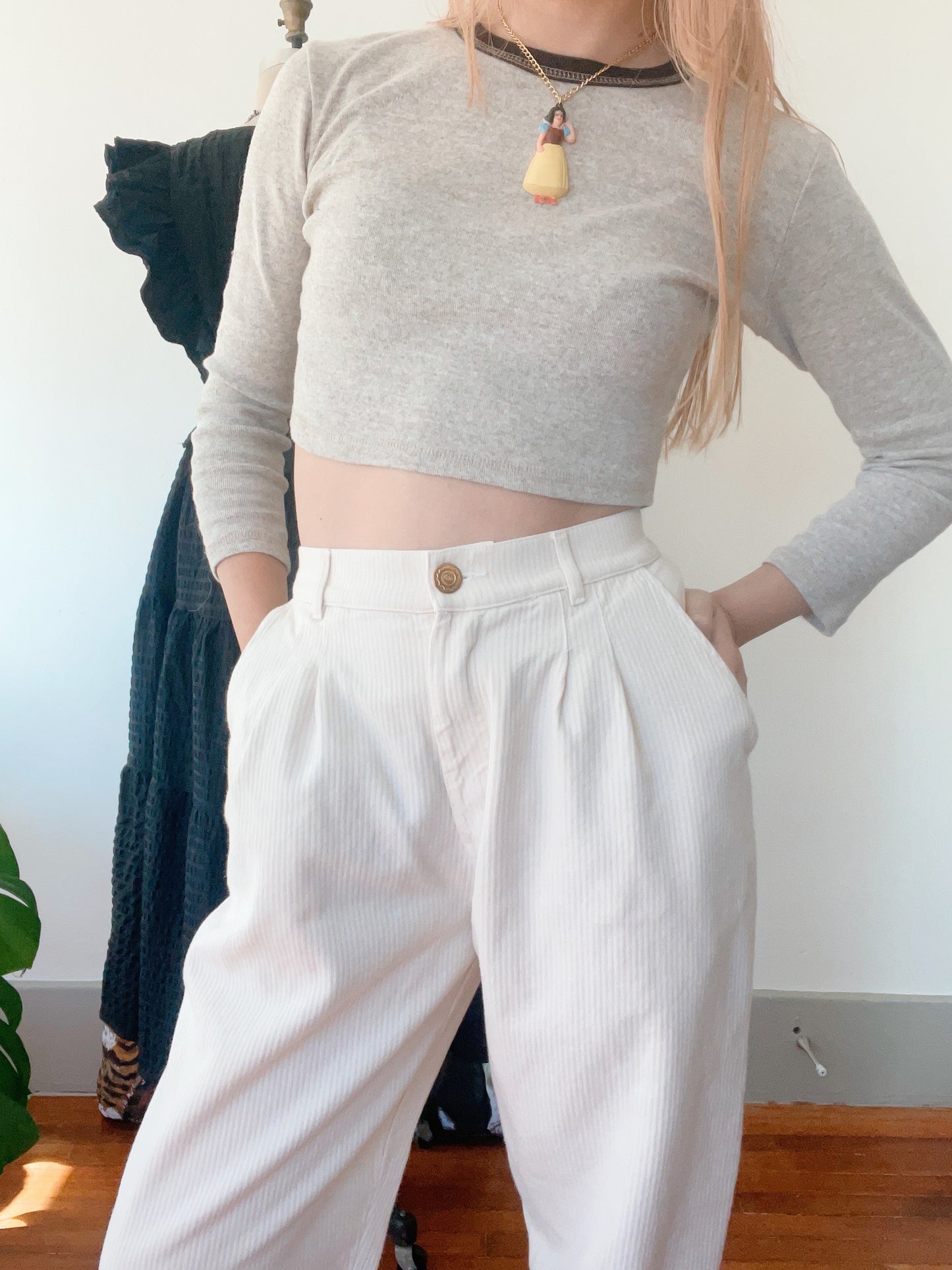 High-Waisted Cotton Pants