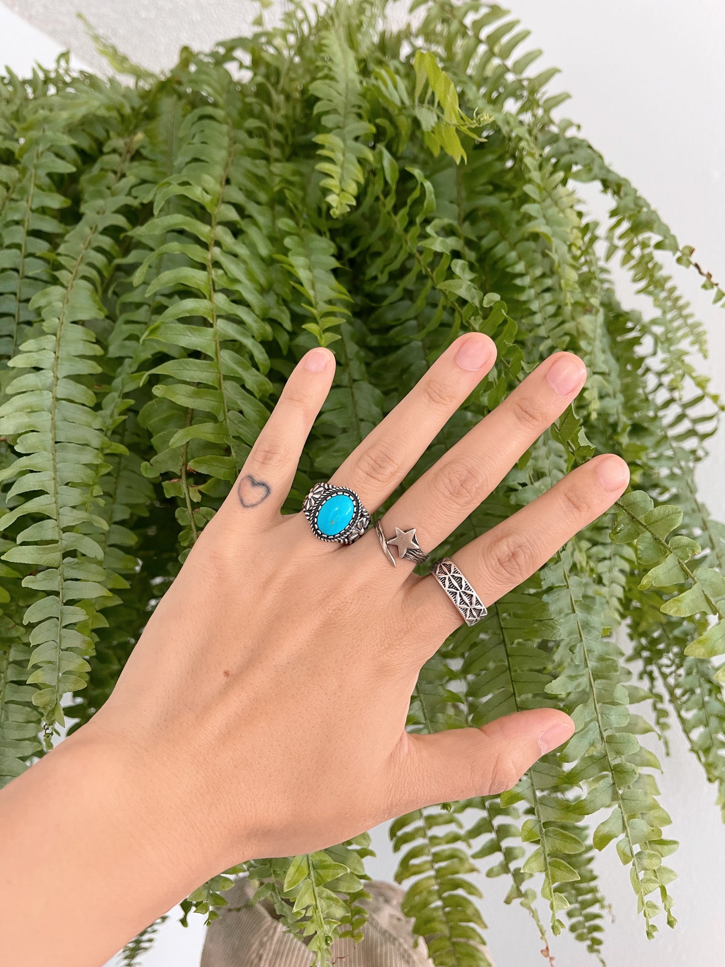 Navajo Turquoise Flowered Ring.