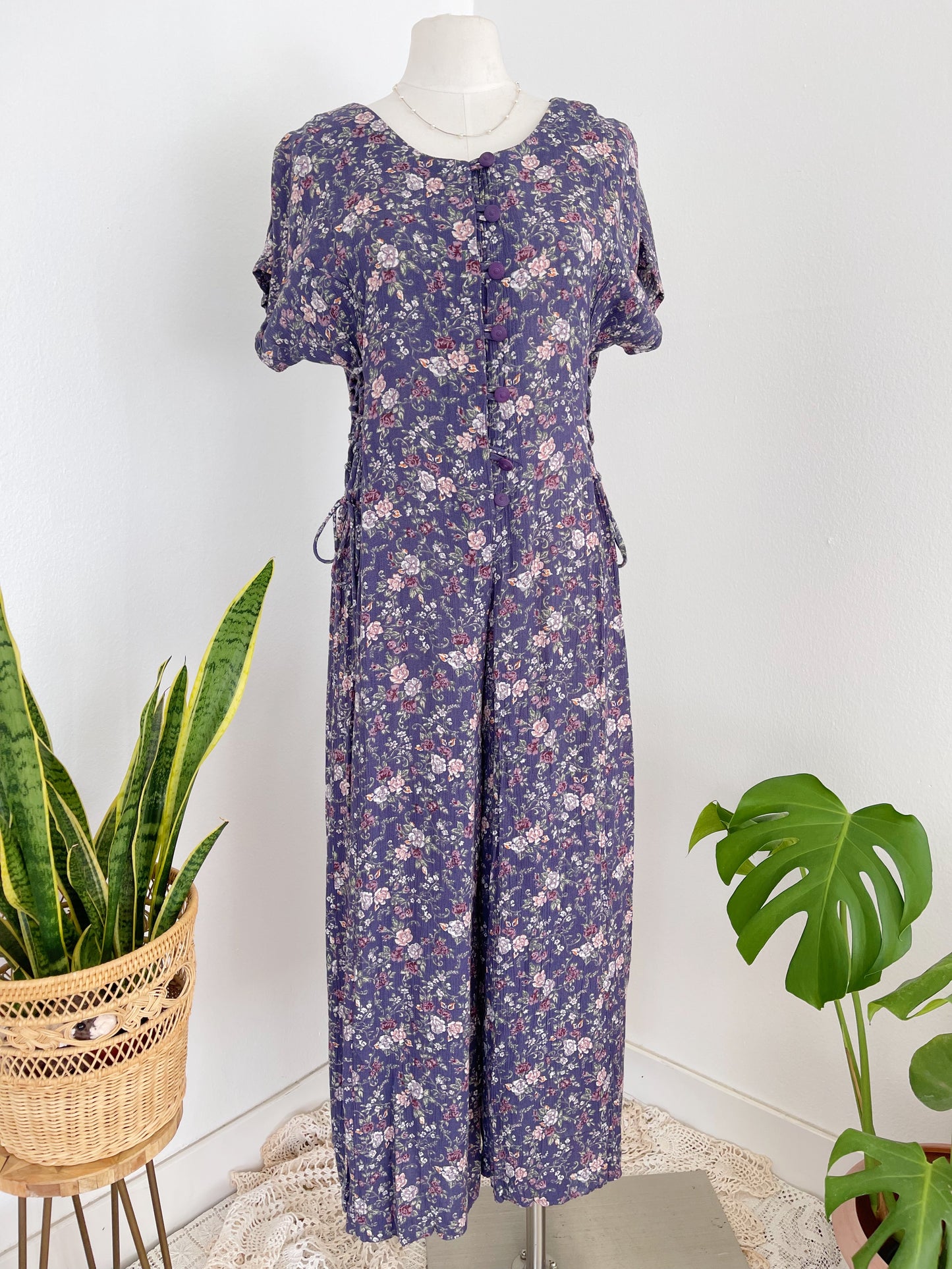 1990’s Flowered Rayon Jumpsuit.