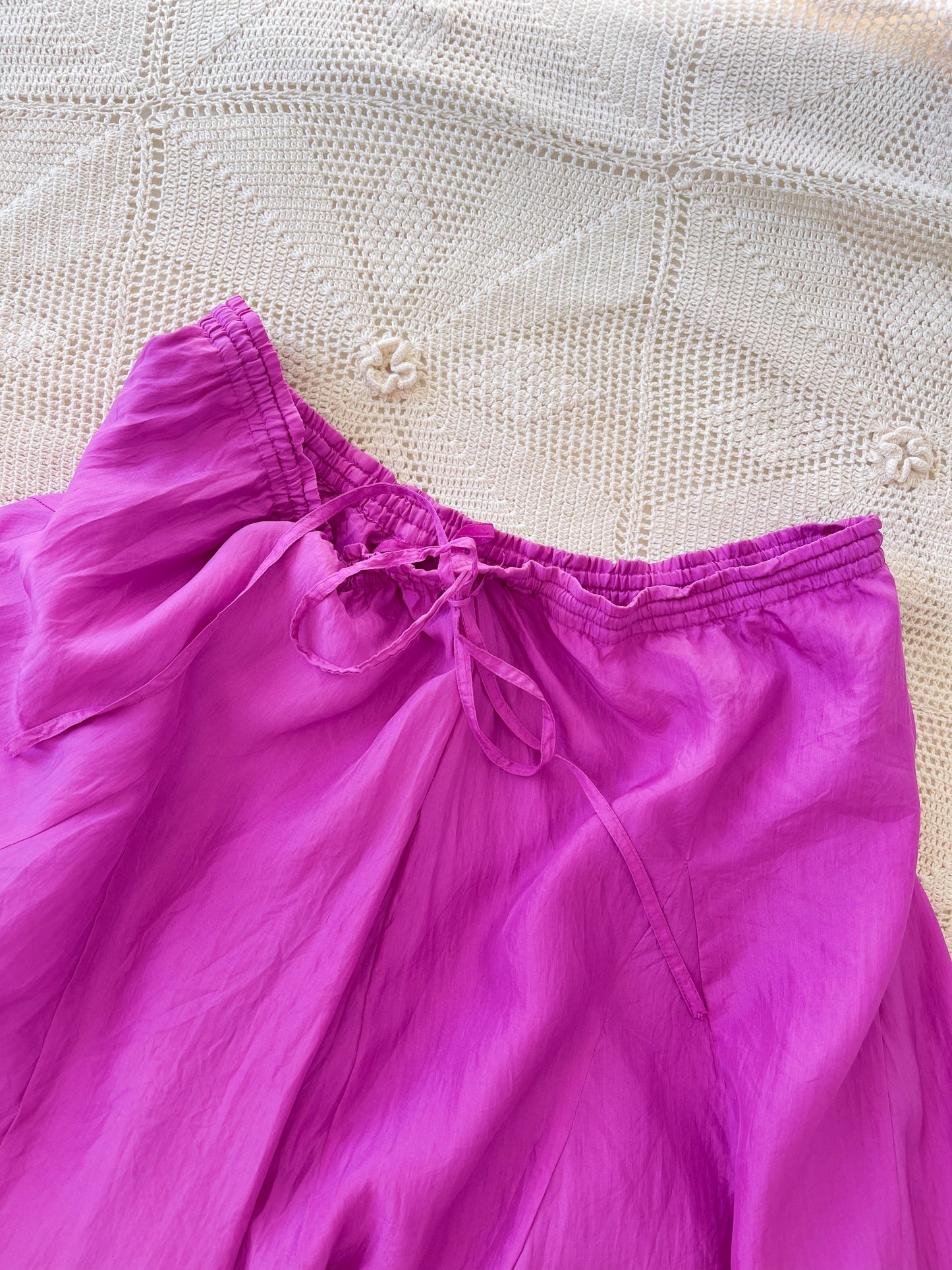 So Cute ! Silk Purple Long Skirt.