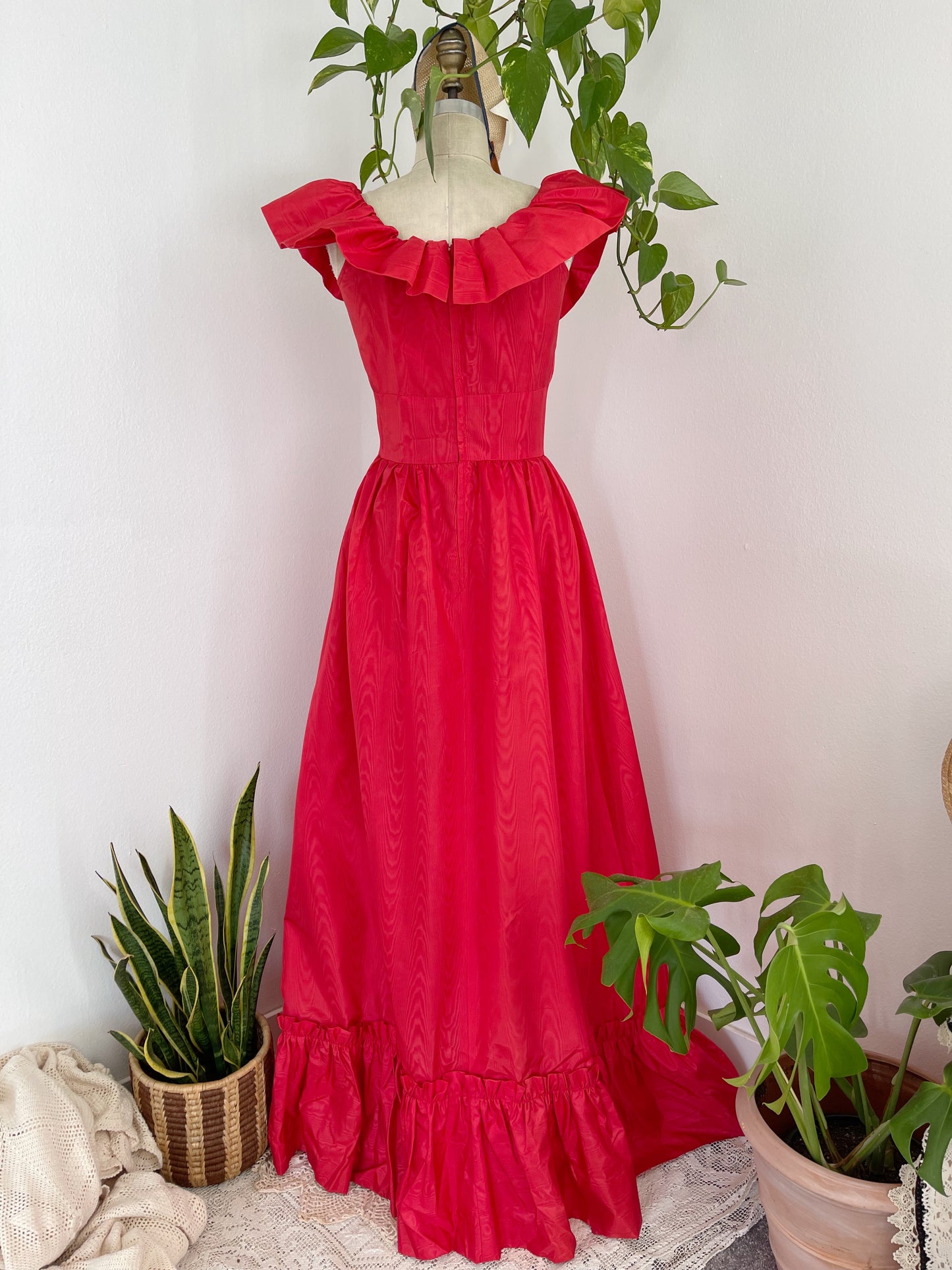 Vintage Red Long Dress With Patch.