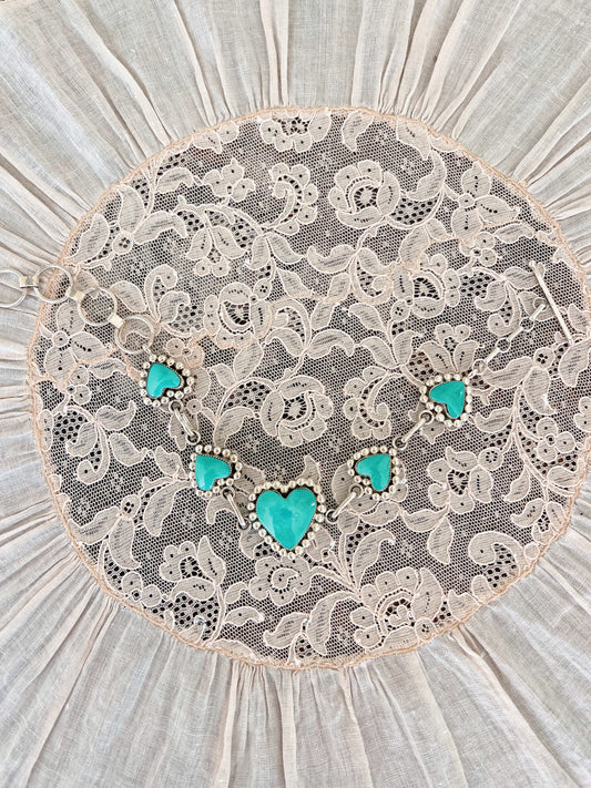 Navajo Turquoise Heart Link Bracelet.