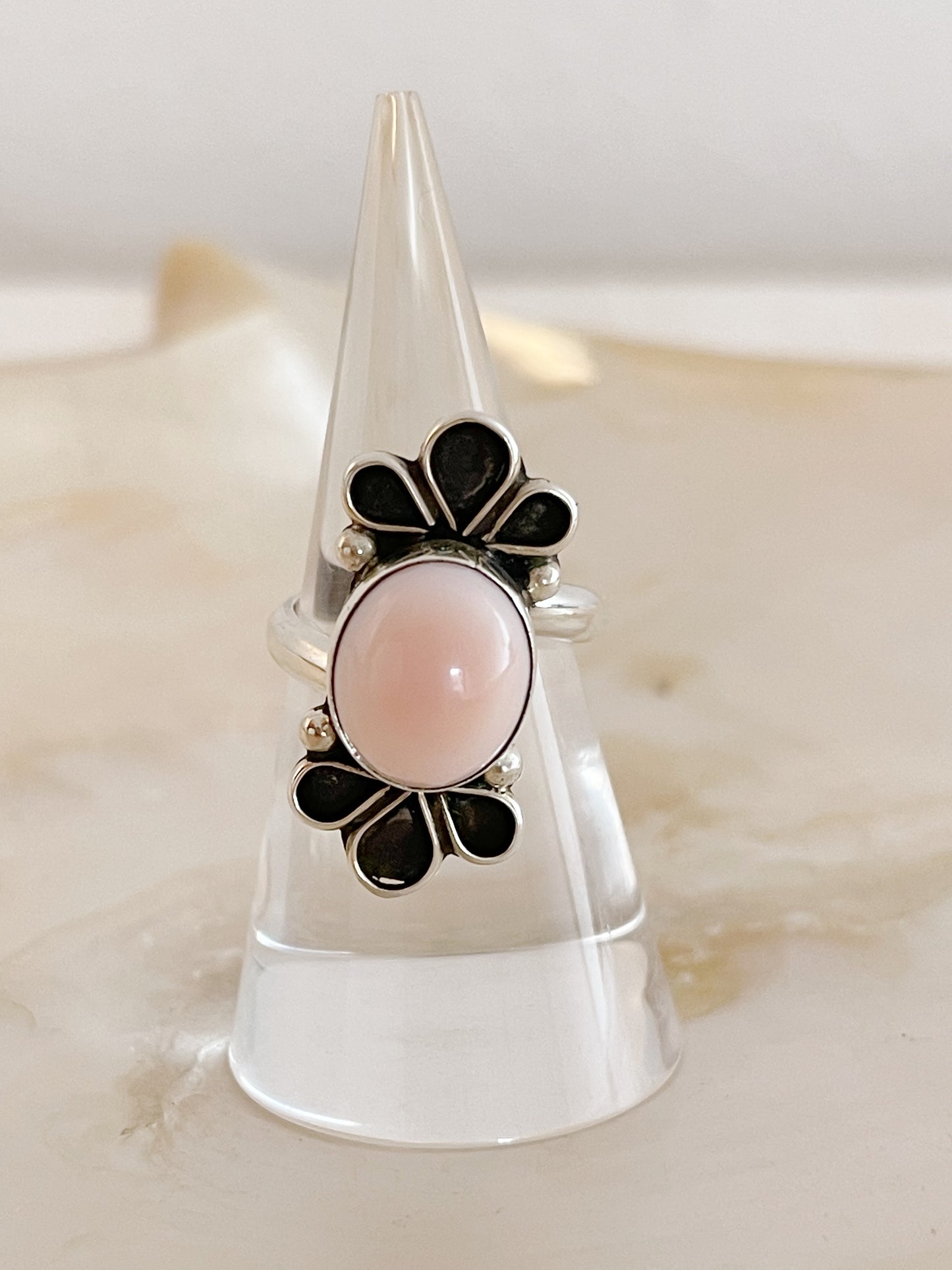 Navajo Pink Conch Flower Ring.