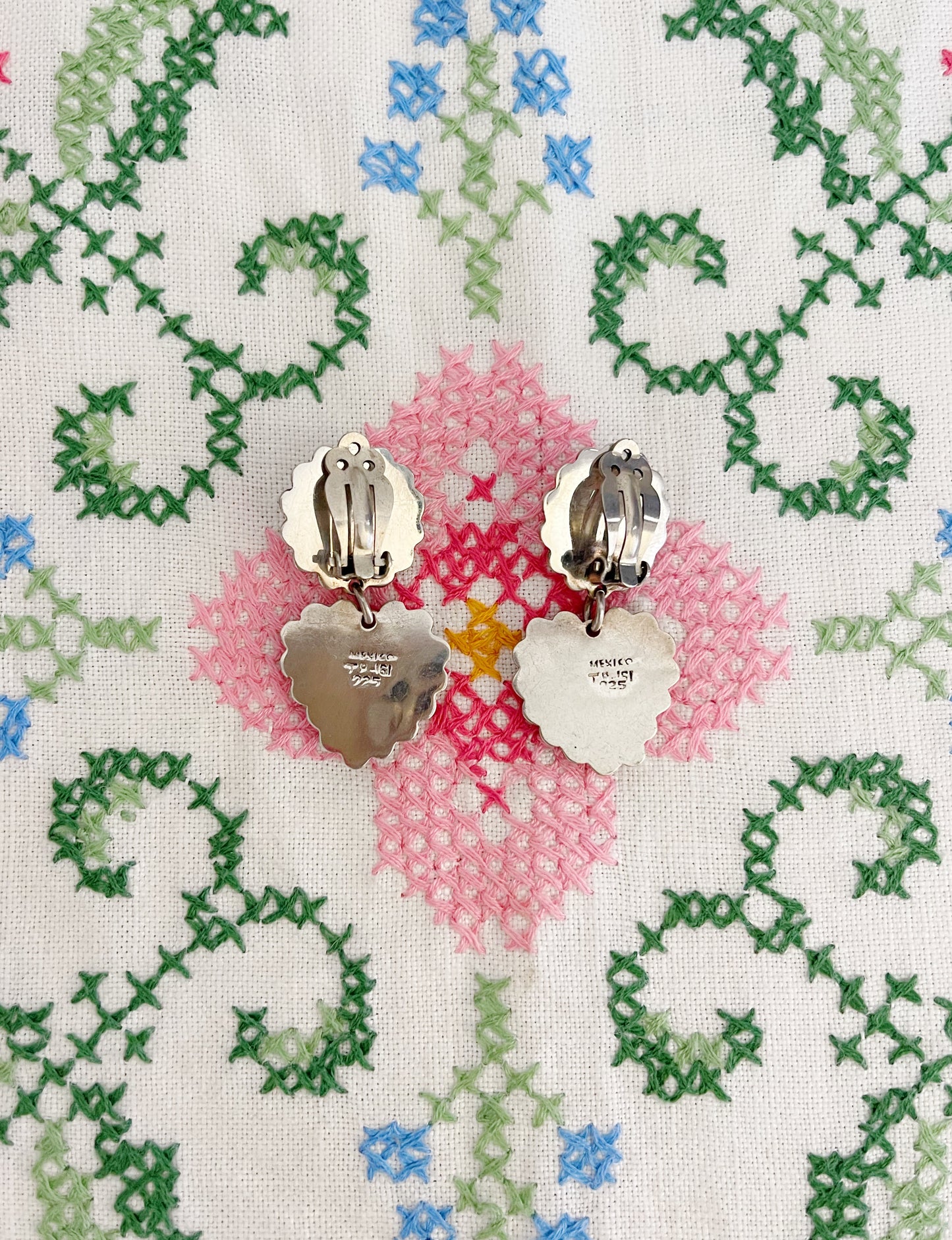 Vintage Silver 925 Heart Earrings.