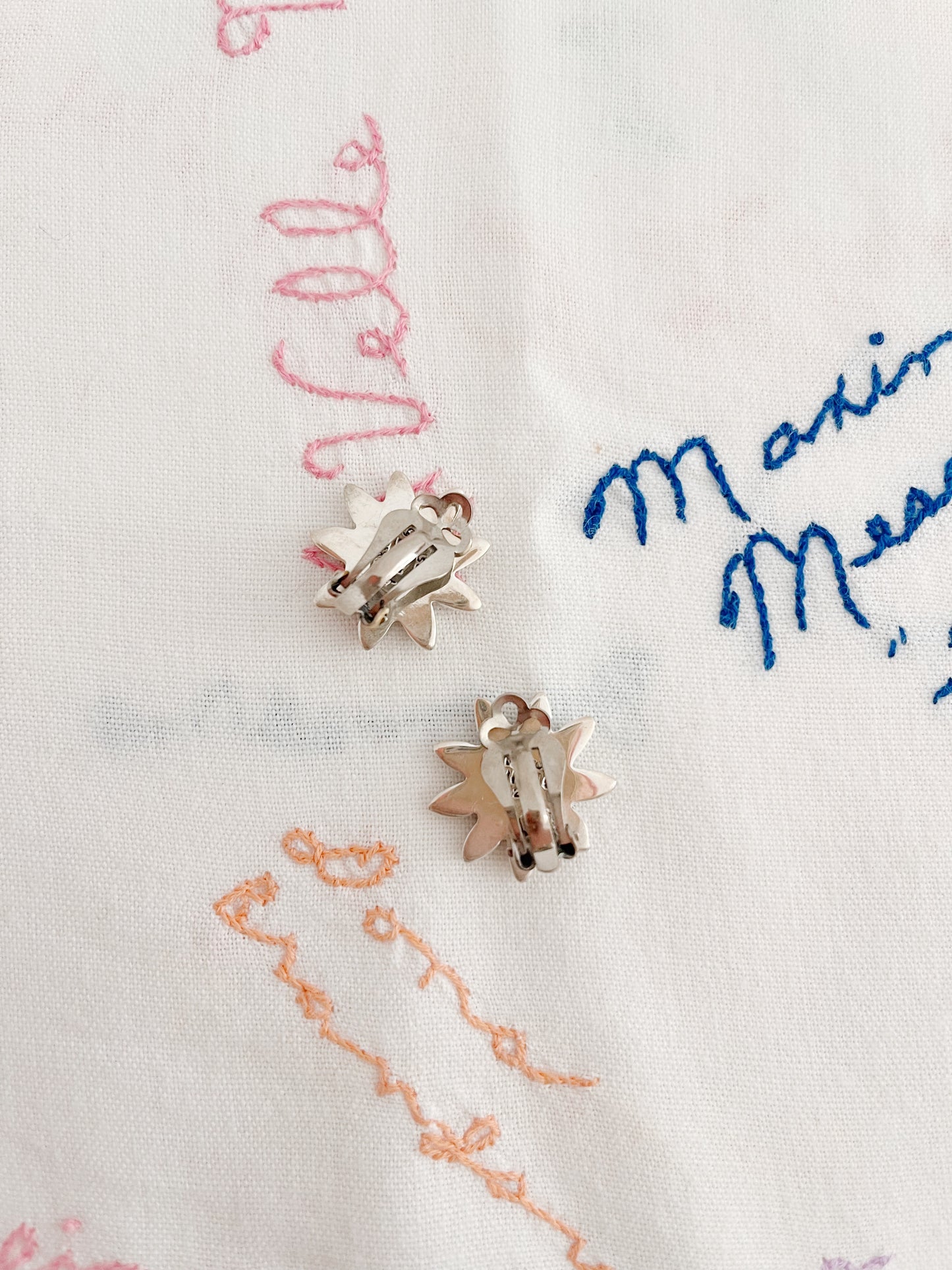 1980‘s Flower Silver Clip Earrings.