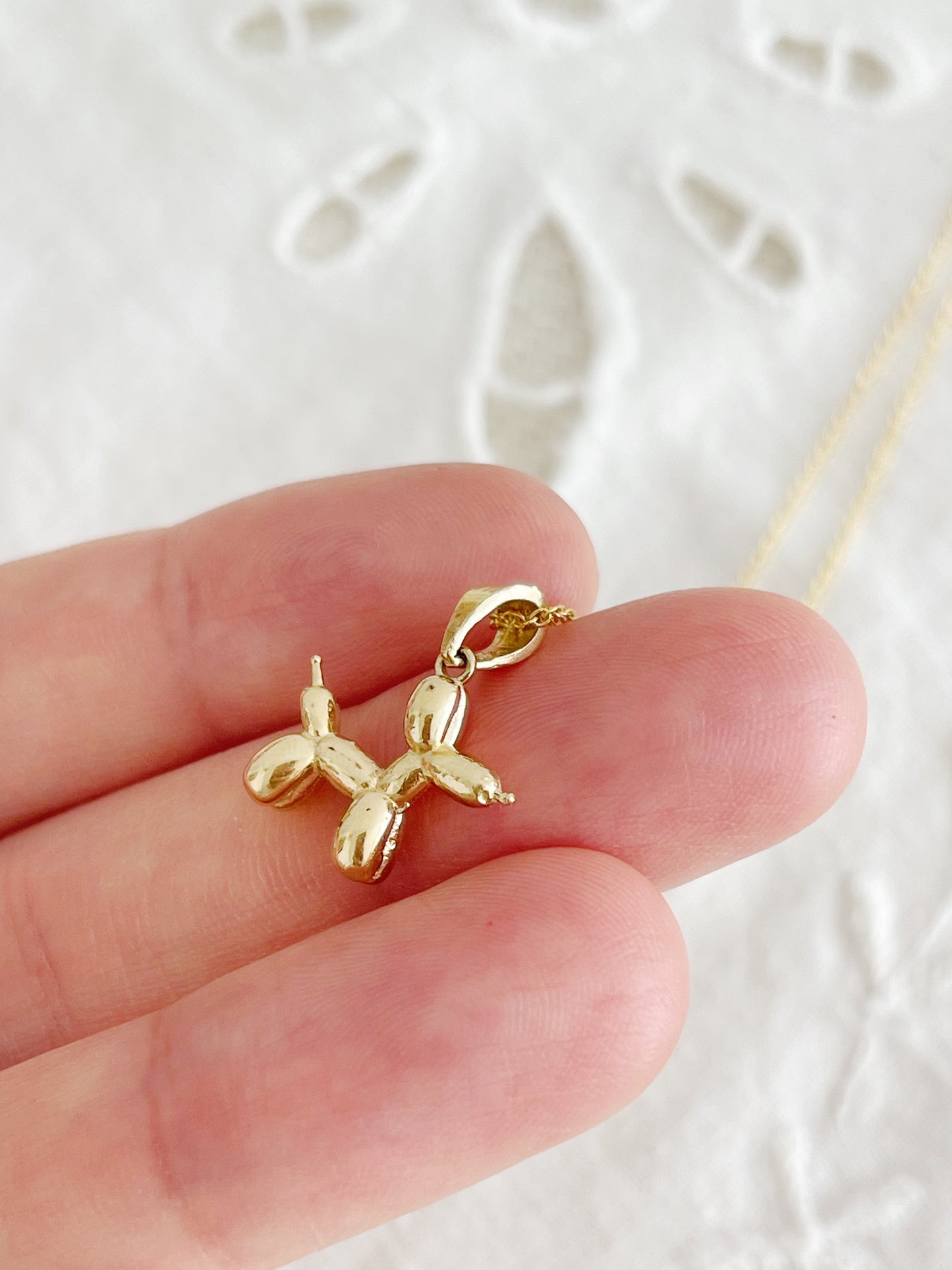 14k Solid Gold Balloon Dog Necklace. So Cute!