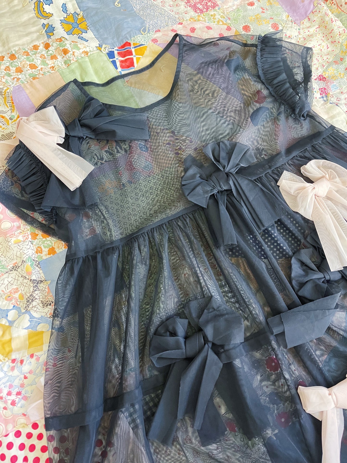 Black Sheer Ribbon Dress