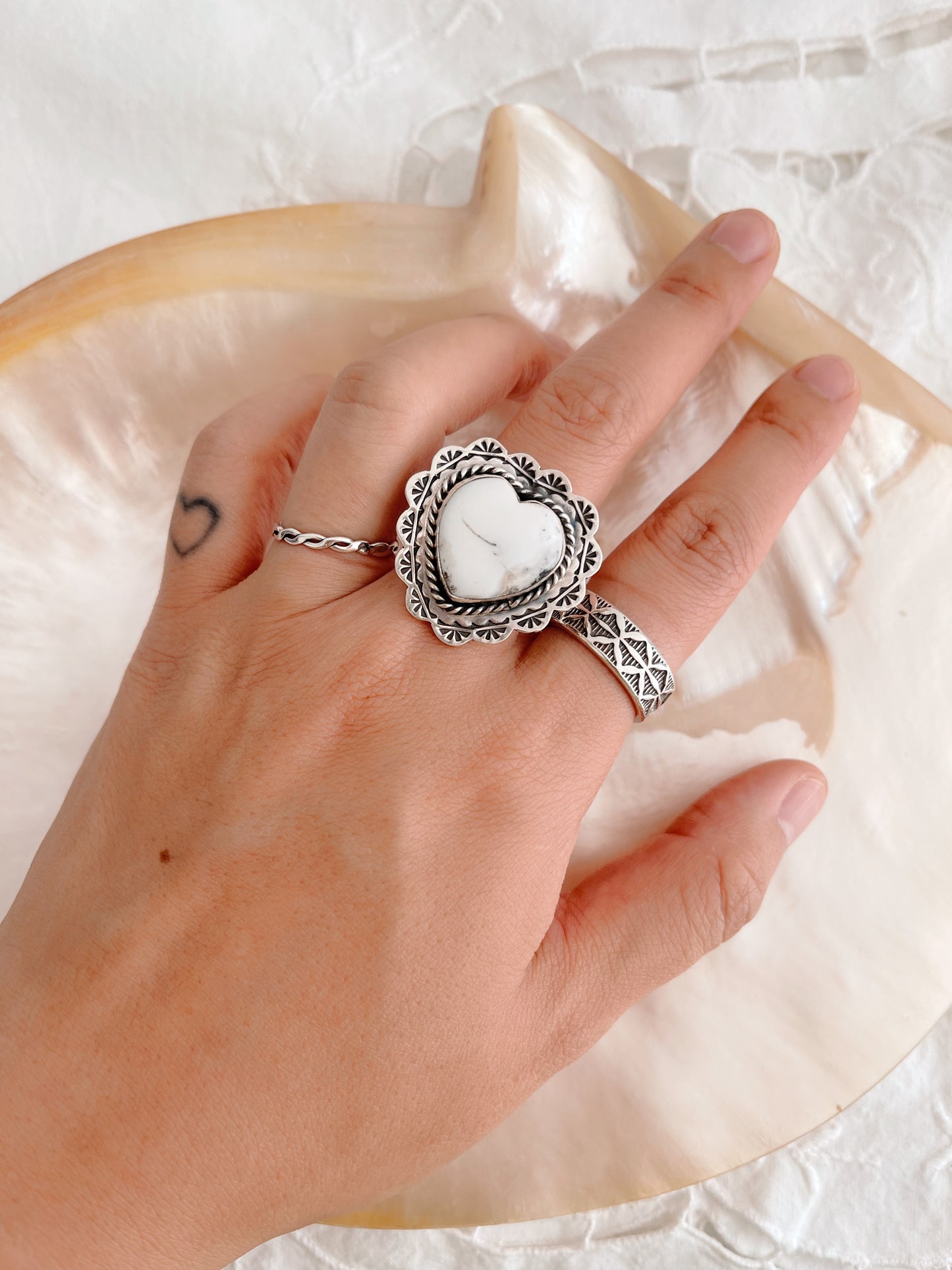 Arnold Goodluck White Buffalo Heart Ring.