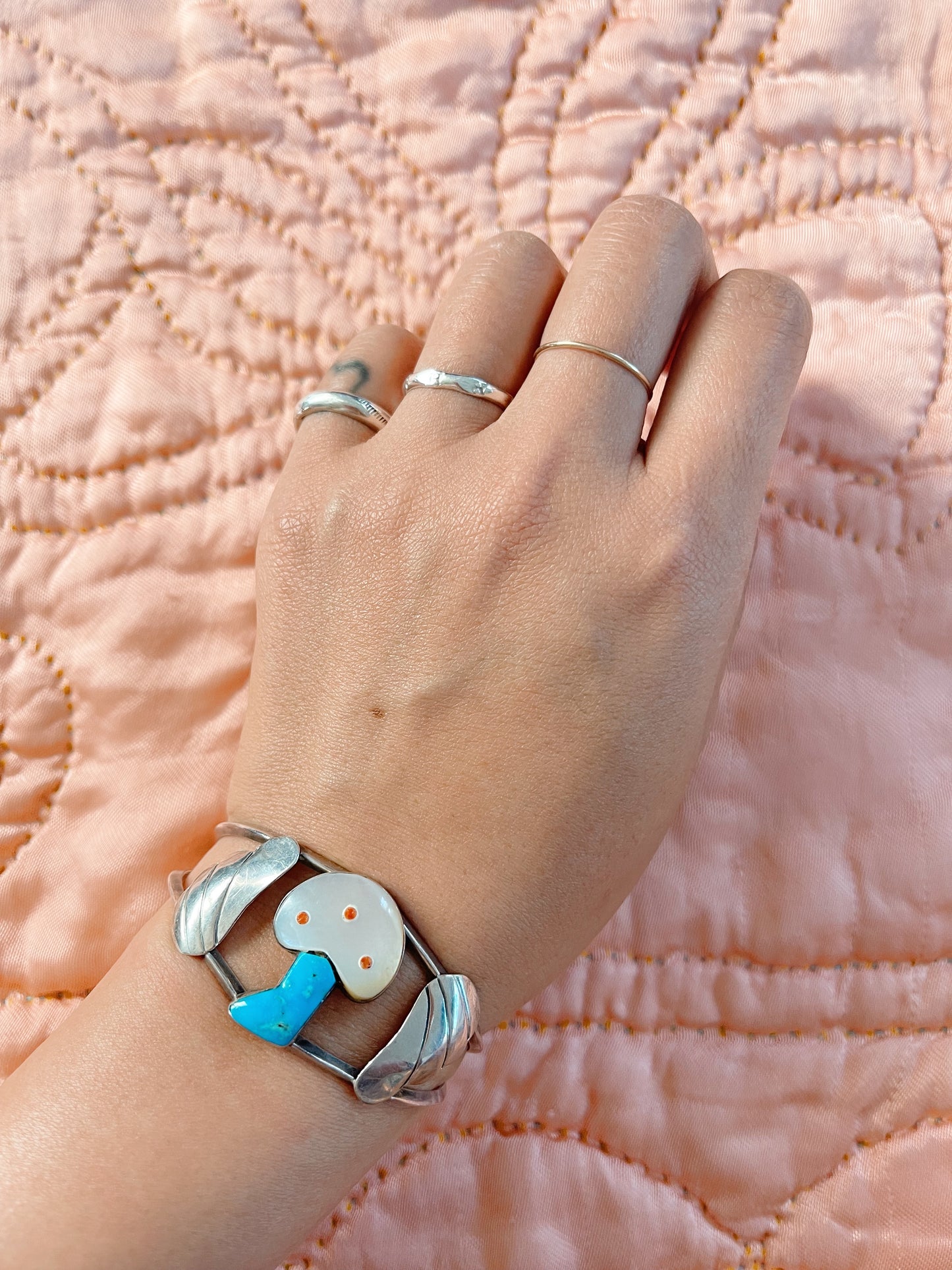 Vintage Zuni Mushroom Cuff Bangle