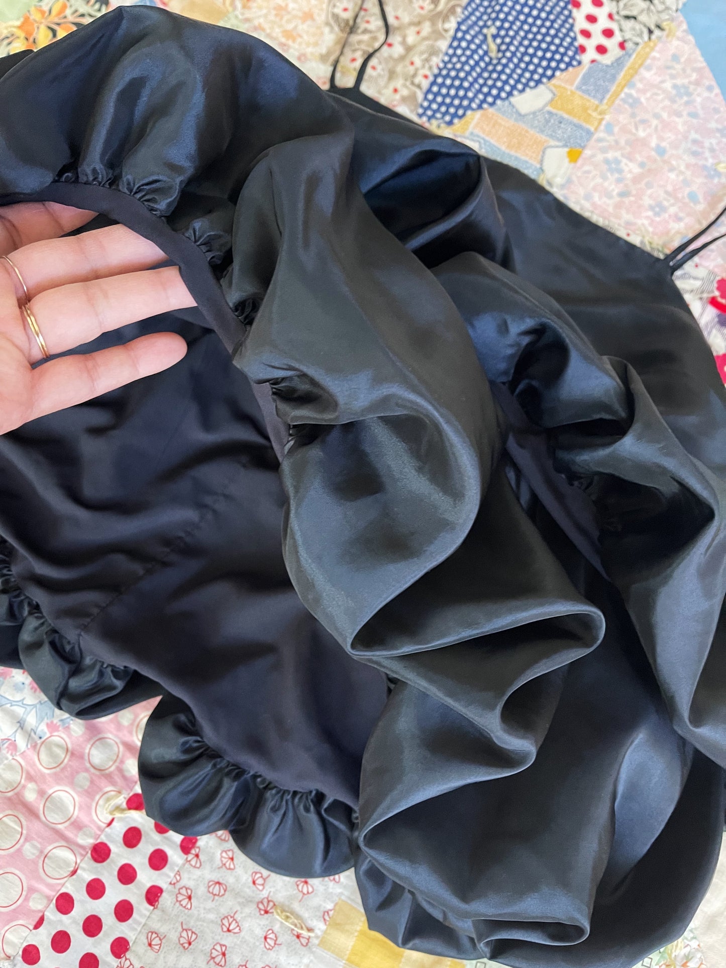 Black Frilled Camisole Tops