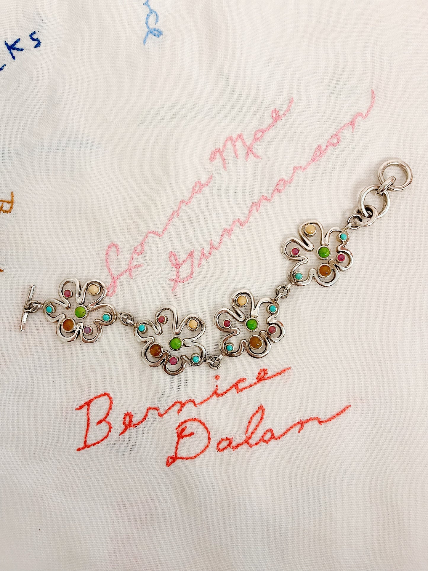 Vintage Flower Unique Silver Bracelet and Pierce