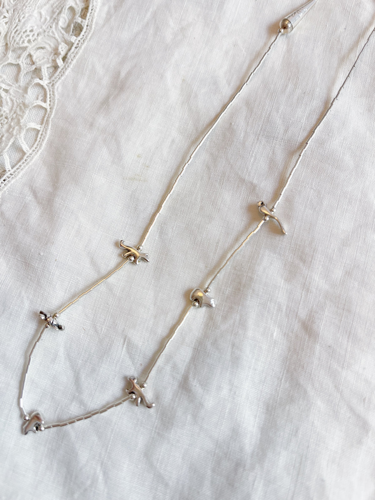 Zuni Silver Animal Fetishes Necklace (Short)